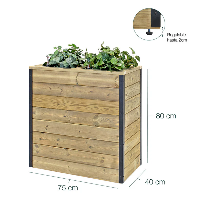 Jardinera Con Autorriego De Madera Nidum Interior Y Exterior Hortalia 75x40x80 Cm - Image 6
