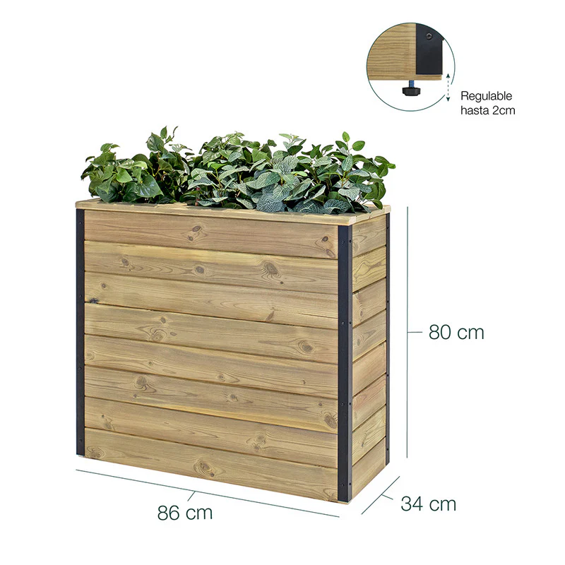 Jardinera Con Autorriego De Madera Nidum Interior Y Exterior Hortalia 86x34x80 Cm - Image 6