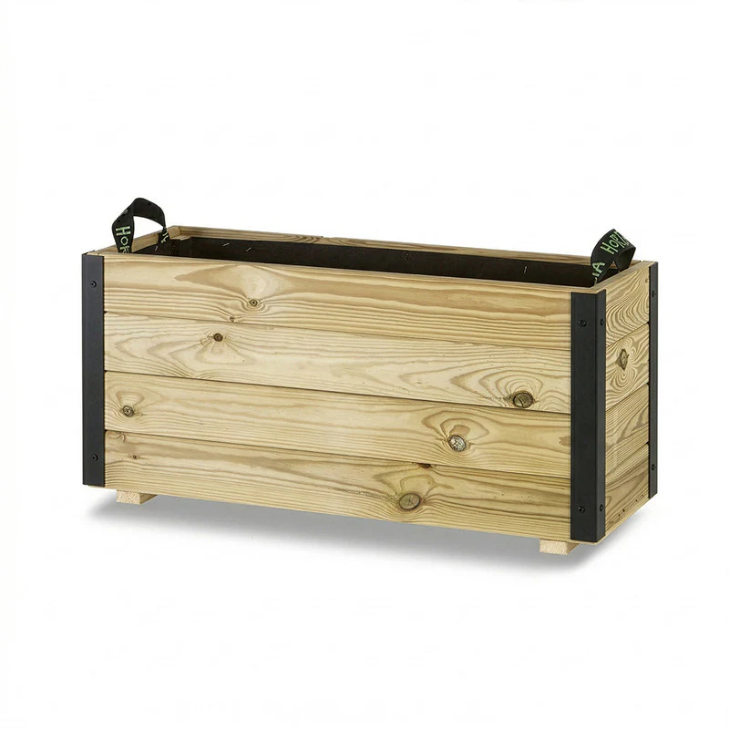 Jardinera Exterior De Madera Con Refuerzo De Aluminio Ghio Al Hortalia 80x30x40 Cm - Image 4