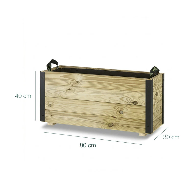 Jardinera Exterior De Madera Con Refuerzo De Aluminio Ghio Al Hortalia 80x30x40 Cm - Image 6