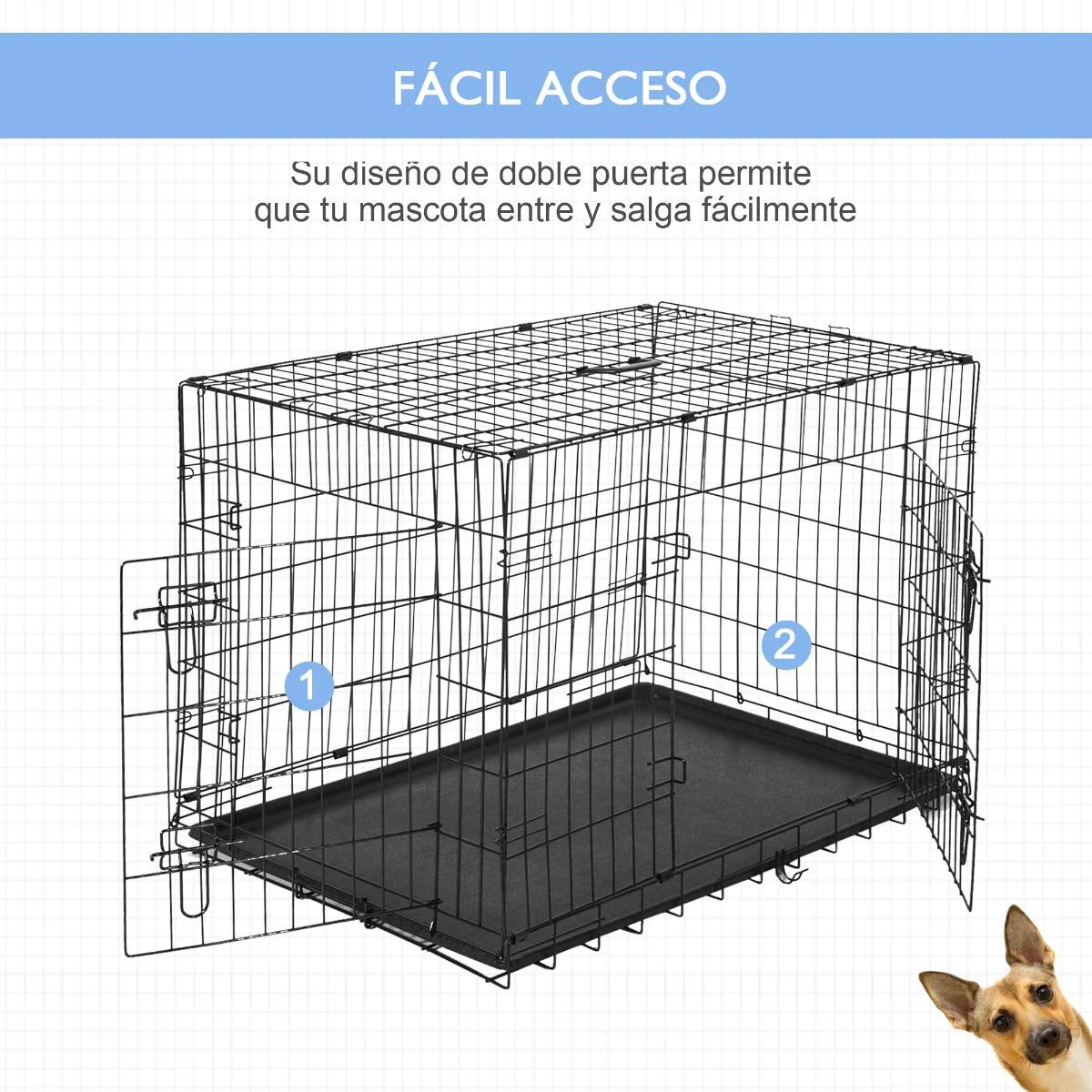 Jaula para perro 122x77x82cm - Negro PawHut - Image 4