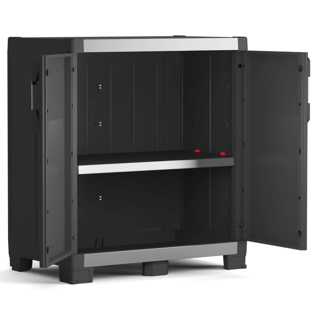 Keter Armario Bajo De Almacenamiento Garage Xl Negro Y Plateado 99 Cm - Image 2