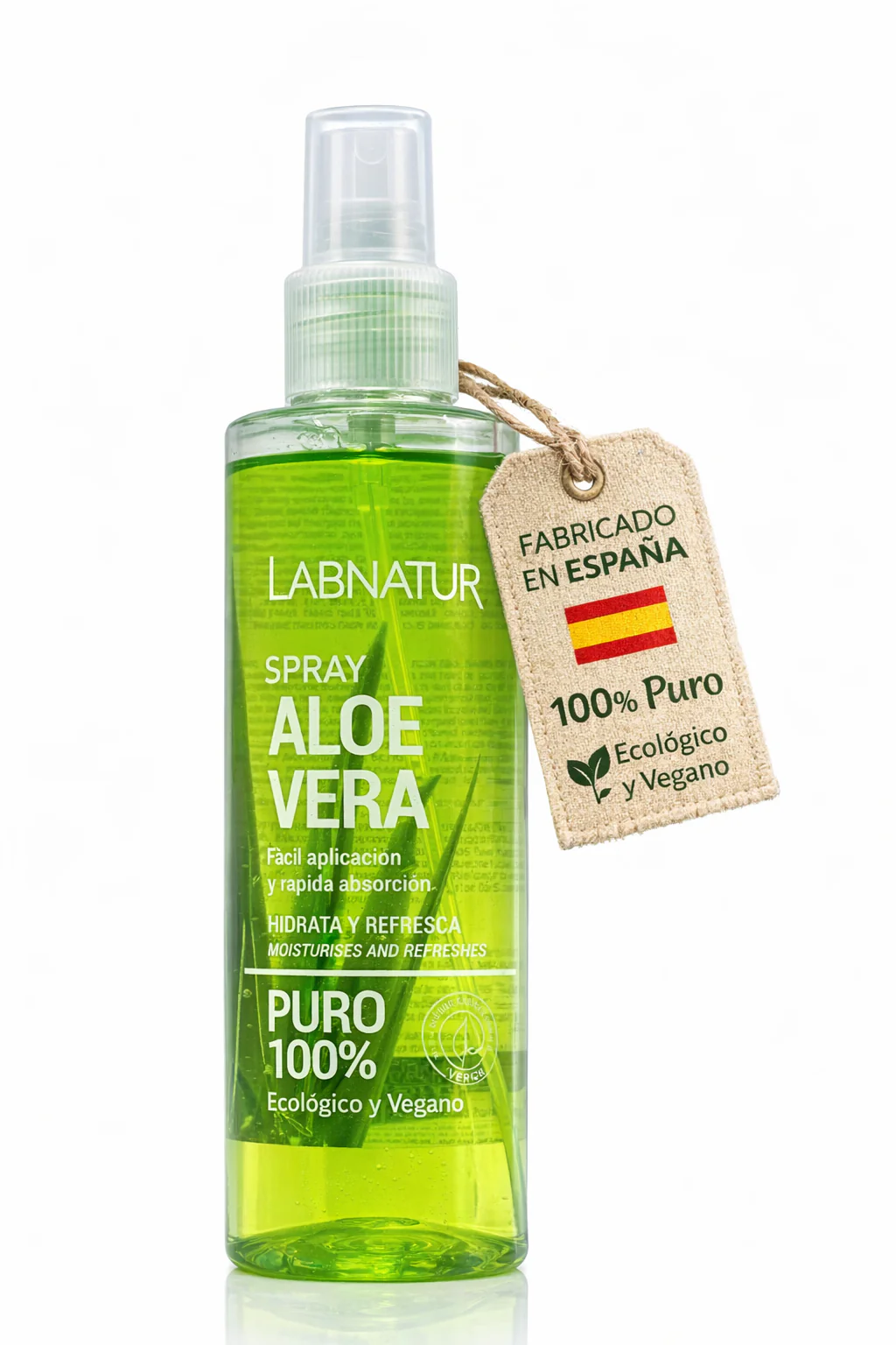 Labnatur Spray ALOE VERA 100% PURO - Ecológico y Vegano - Hidrata, Calma y Refresca - After Sun | Piel Sensible - 250 ml