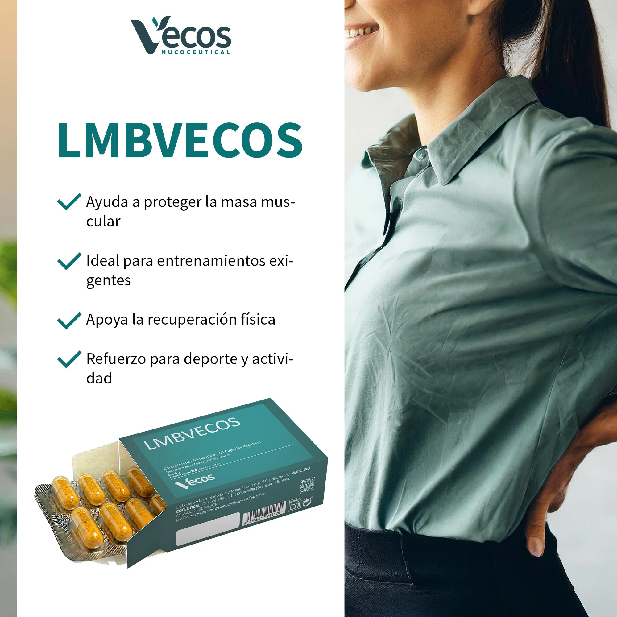 Lmb Vecos 60 Cápsulas | Dolor Lumbar Y Molestias Nerviosas | Con Ácido R-lipoico, Harpagofito Y Cúrcuma - Image 4