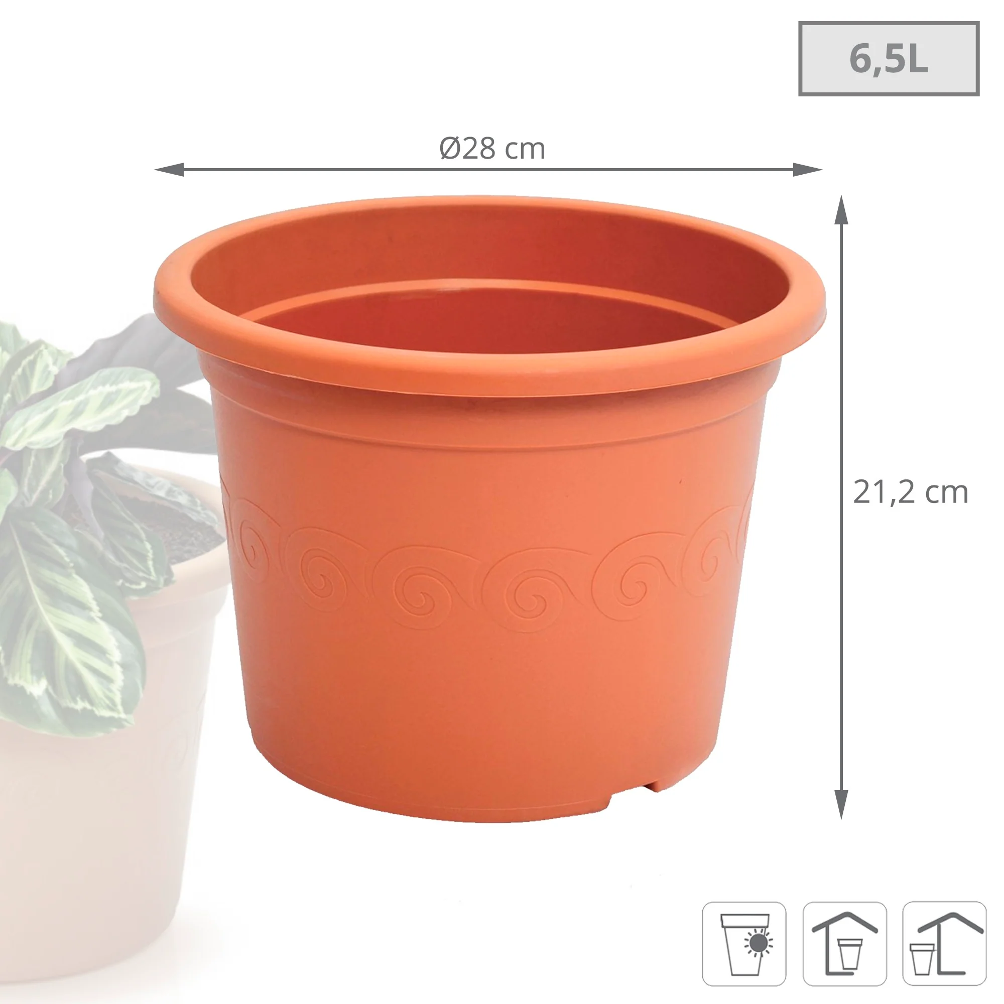 Maceta Plastica 6,5l., Dimensiones (mm) 280x280x212, Color Terracota - Image 3