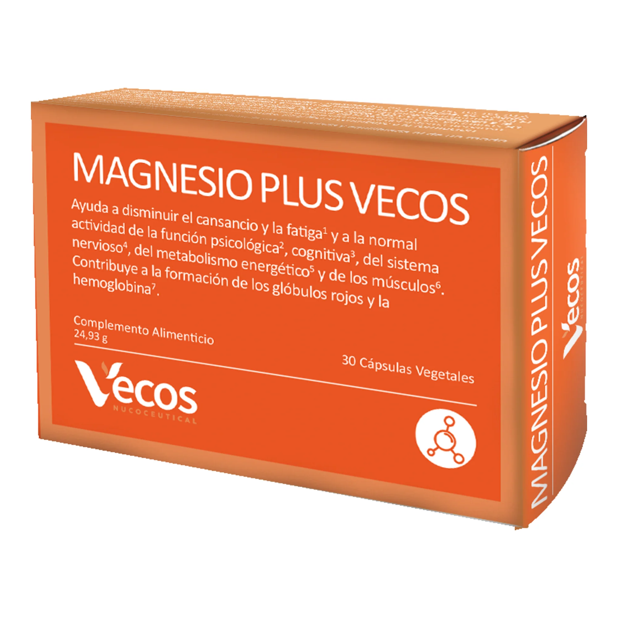 Magnesio + Vitaminas B Y Hierro Vecos 30 Cápsulas | Reducción Del Cansancio Y Energía Diaria