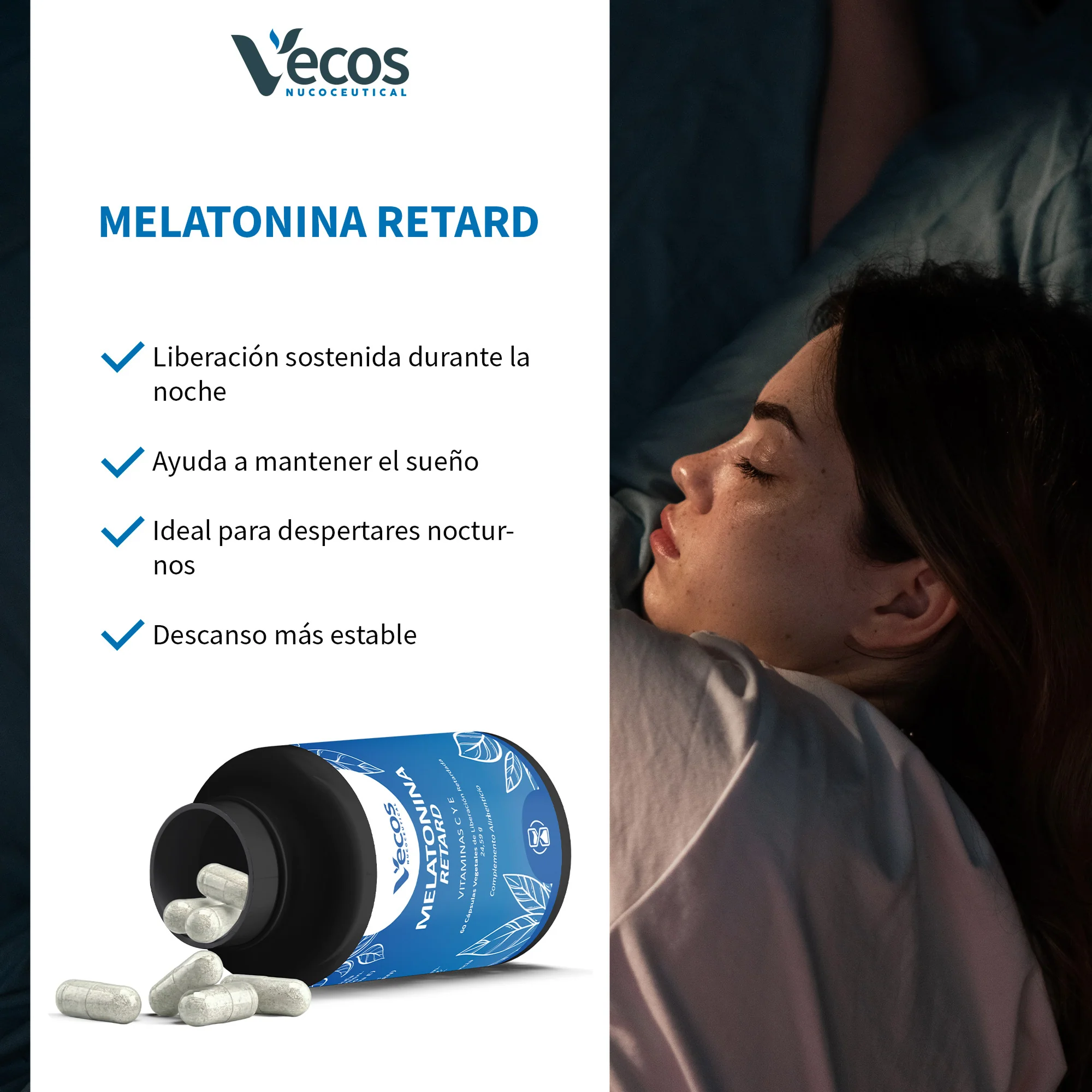 Melatonina Retard 1,9 Mg Vecos 60 Cápsulas | Liberación Prolongada - Image 4
