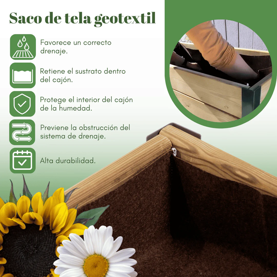 Mi Huerto Urban Jardinera Elevada Madera Con Bandeja Recoge Aguas | Estructura Metálica | Verde | 90x40x90cm - Image 4