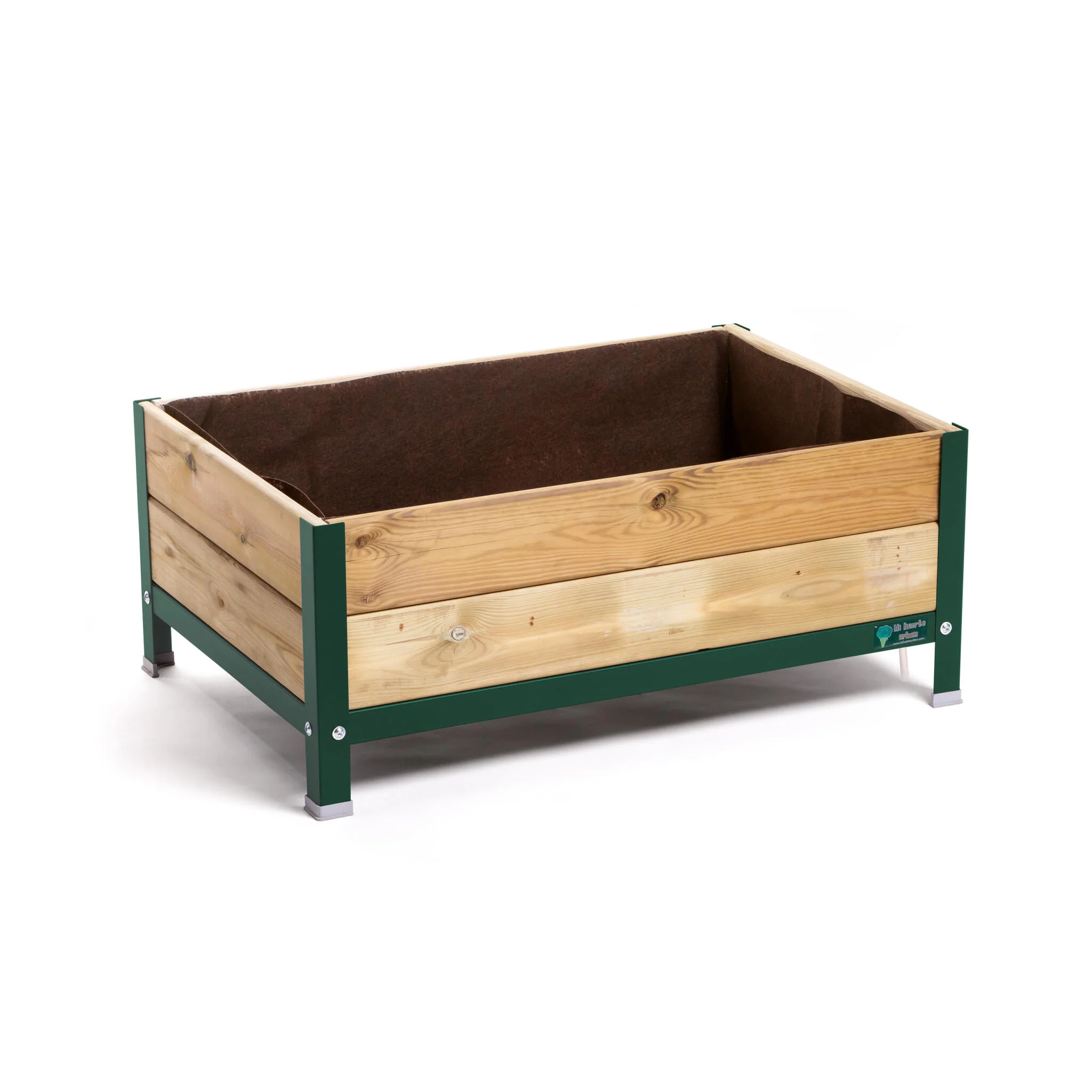Mi Huerto Urban Jardinera Elevada Madera Con Bandeja Recoge Aguas | Estructura Metálica | Verde | 90x60x38cm