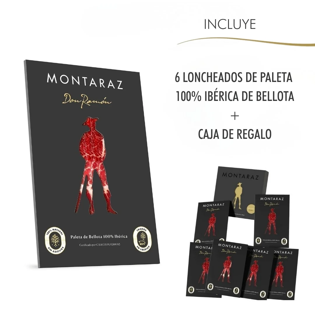 Montaraz® Caja Regalo Gourmet | 6 Loncheados De Paleta 100% Ibérica De Bellota Envasados Al Vacío (600gr) De Extremadura - Image 3