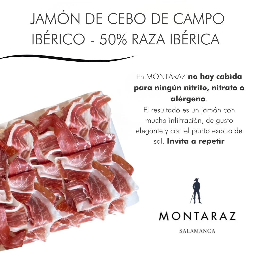 Montaraz® Jamon De Cebo De Campo Ibérico | 50% Raza Ibérica | Curación 24 Meses | Pieza De 7,5-8,5 Kg | 100% Natural - Image 2