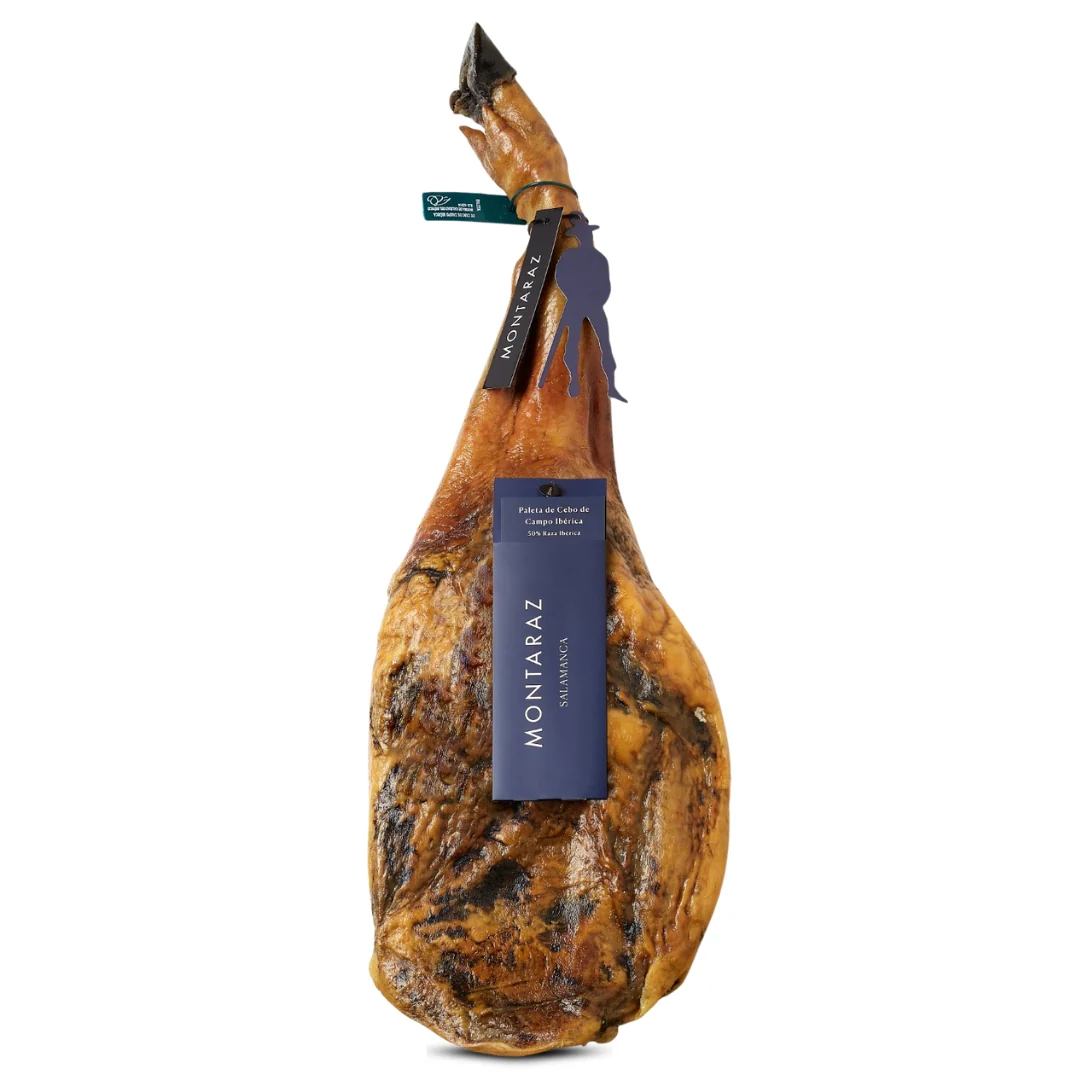 Montaraz® Paleta De Cebo De Campo 50% Raza Ibérica | Curación 24 Meses | Pieza Entera De 4,5-5 Kg | 100% Natural