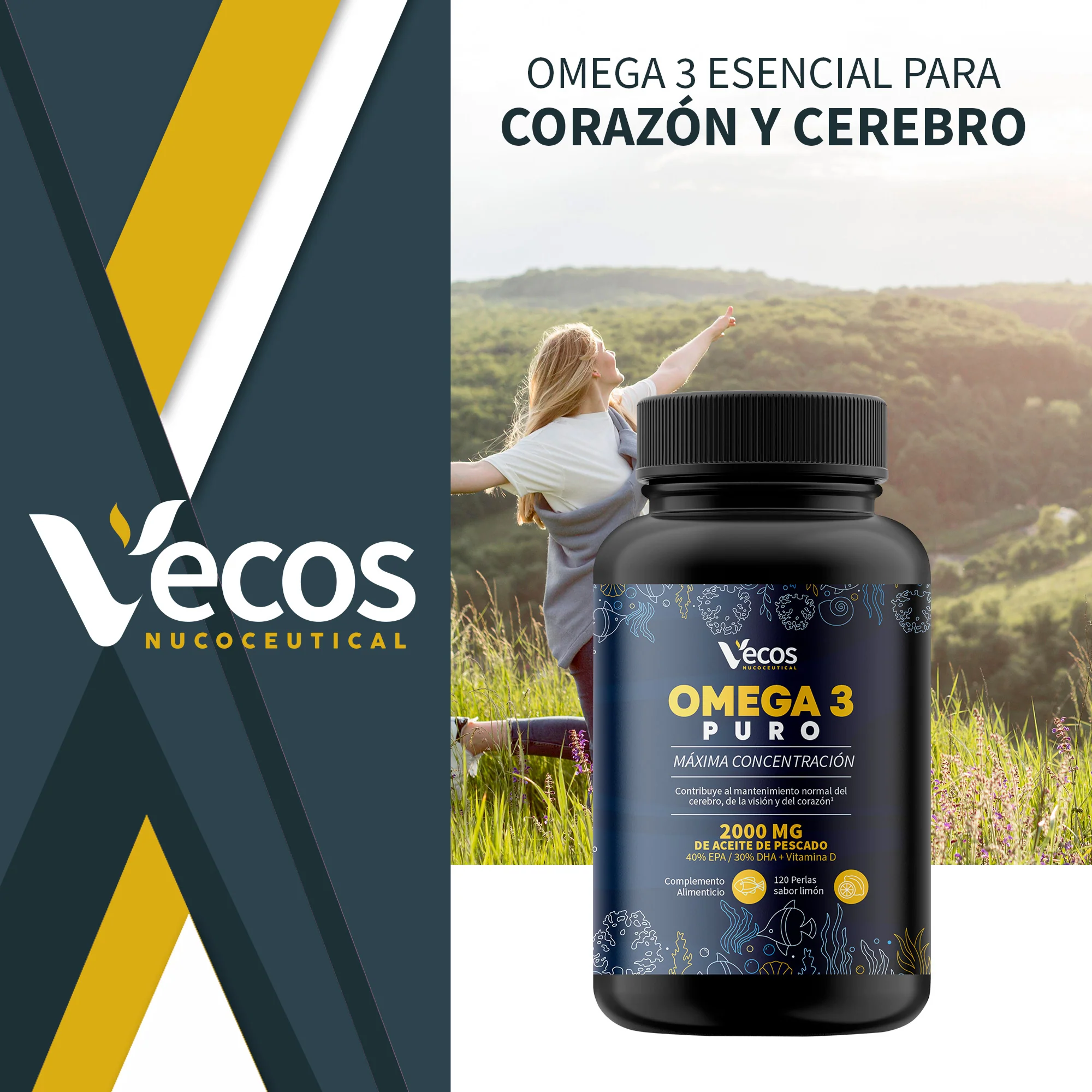 Omega 3 Puro 120 Perlas - 600 Mg Epa Y 800mg Dha | Aceite De Pescado Con Vitamina D - Image 2