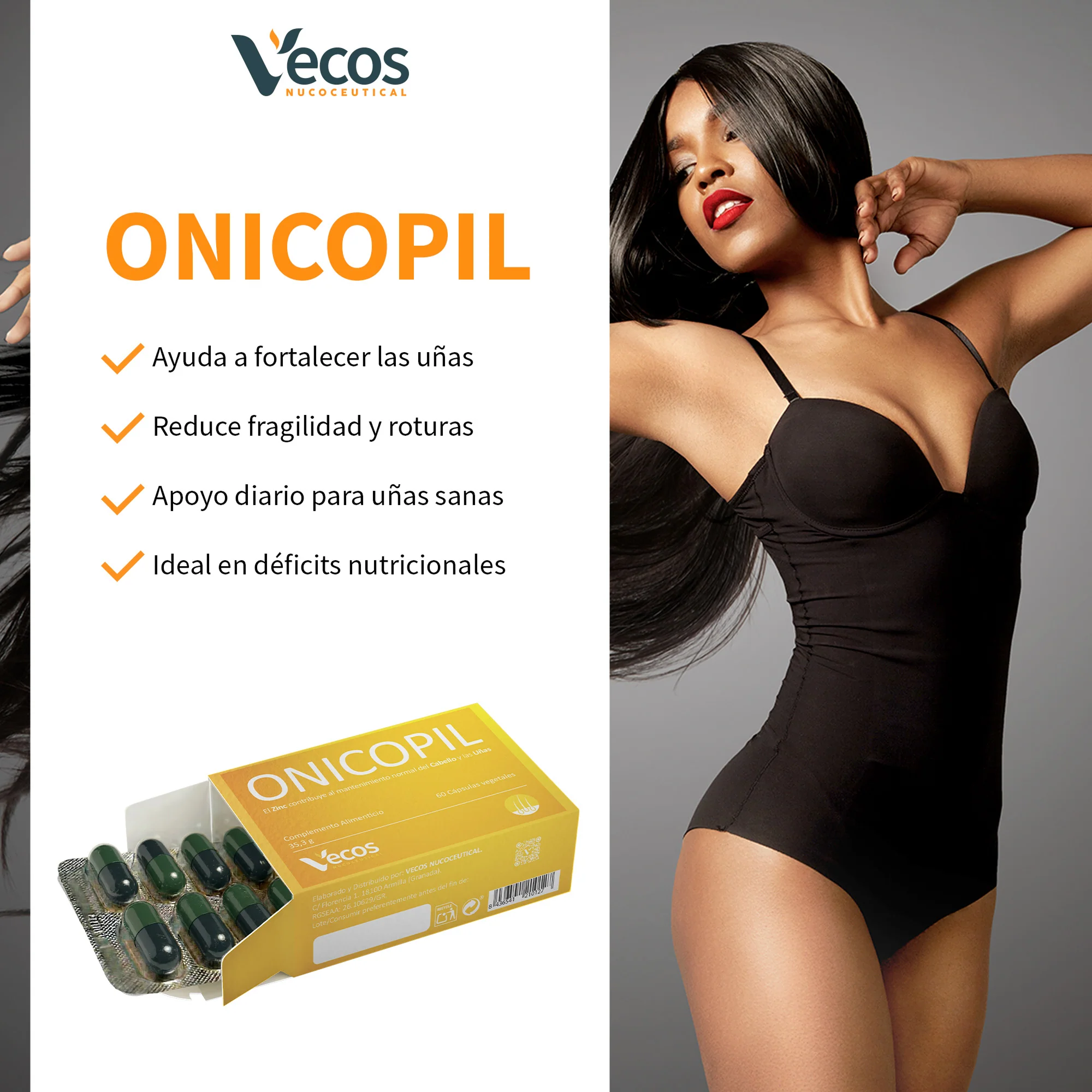 Onicopil Vecos 60 Cápsulas | Cabello, Piel Y Uñas | Biotina, Zinc Y Aminoácidos - Image 4