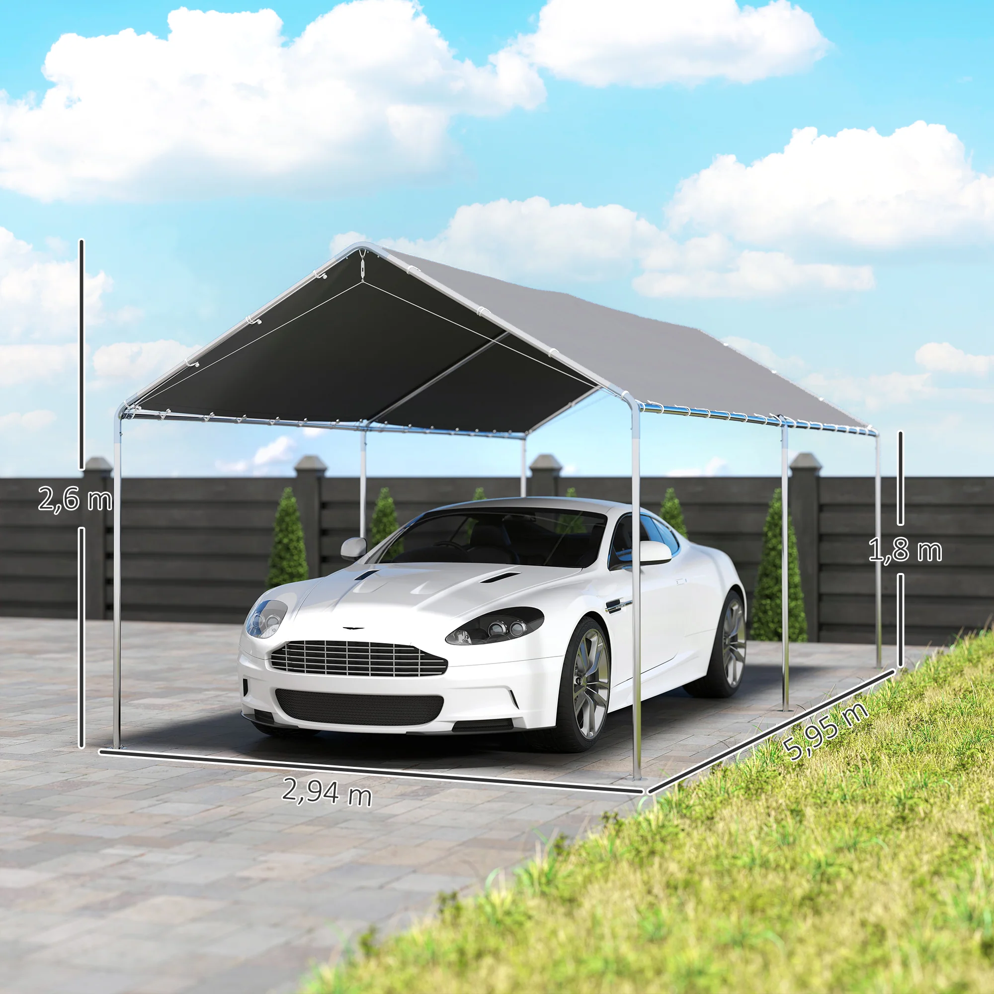 Outsunny Carpa Garaje Para Coche 3x6 M - Image 3