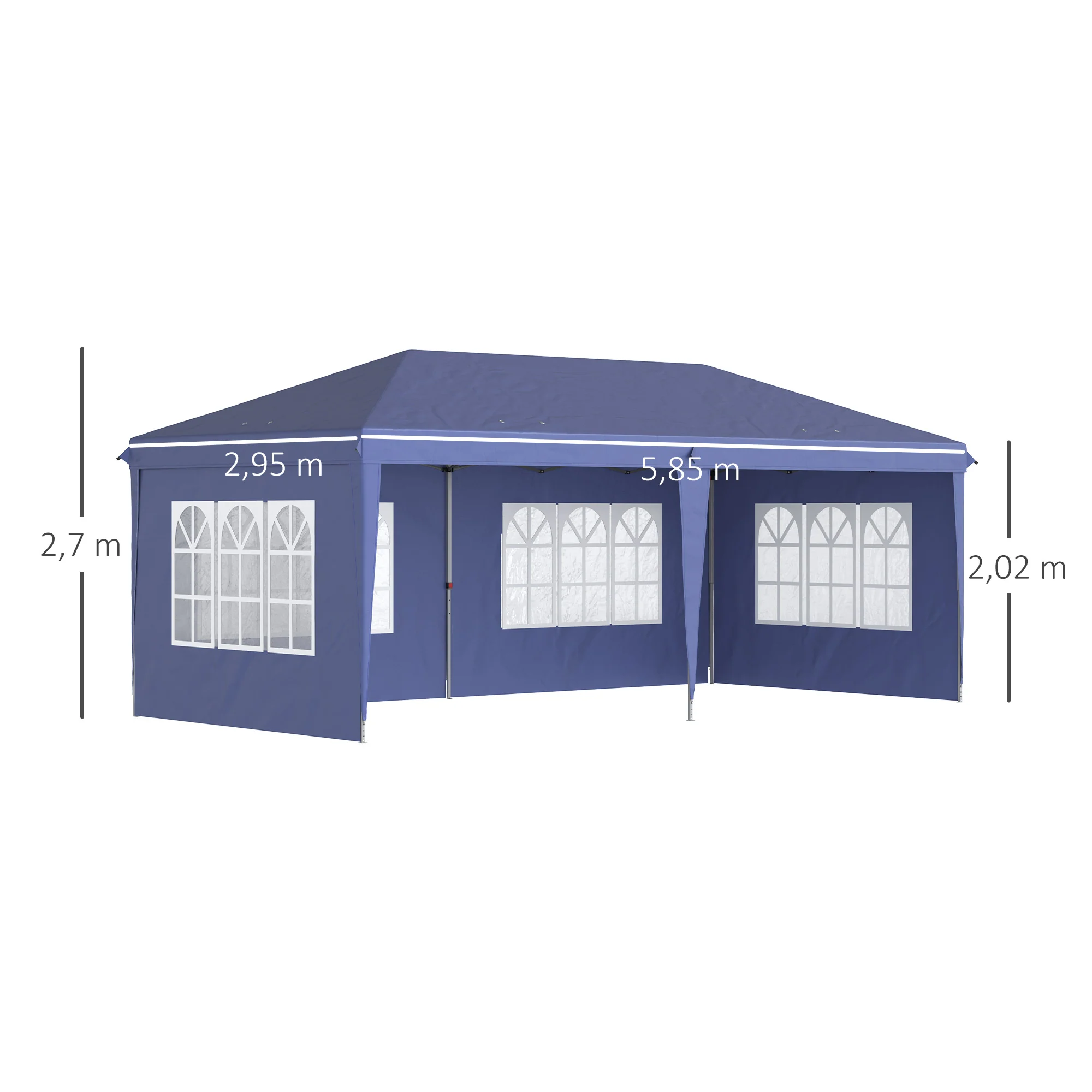 Outsunny Conjunto De 1 Carpa Plegable 6x3 M Y 2 Paredes Laterales 3x2 M Azul - Image 3