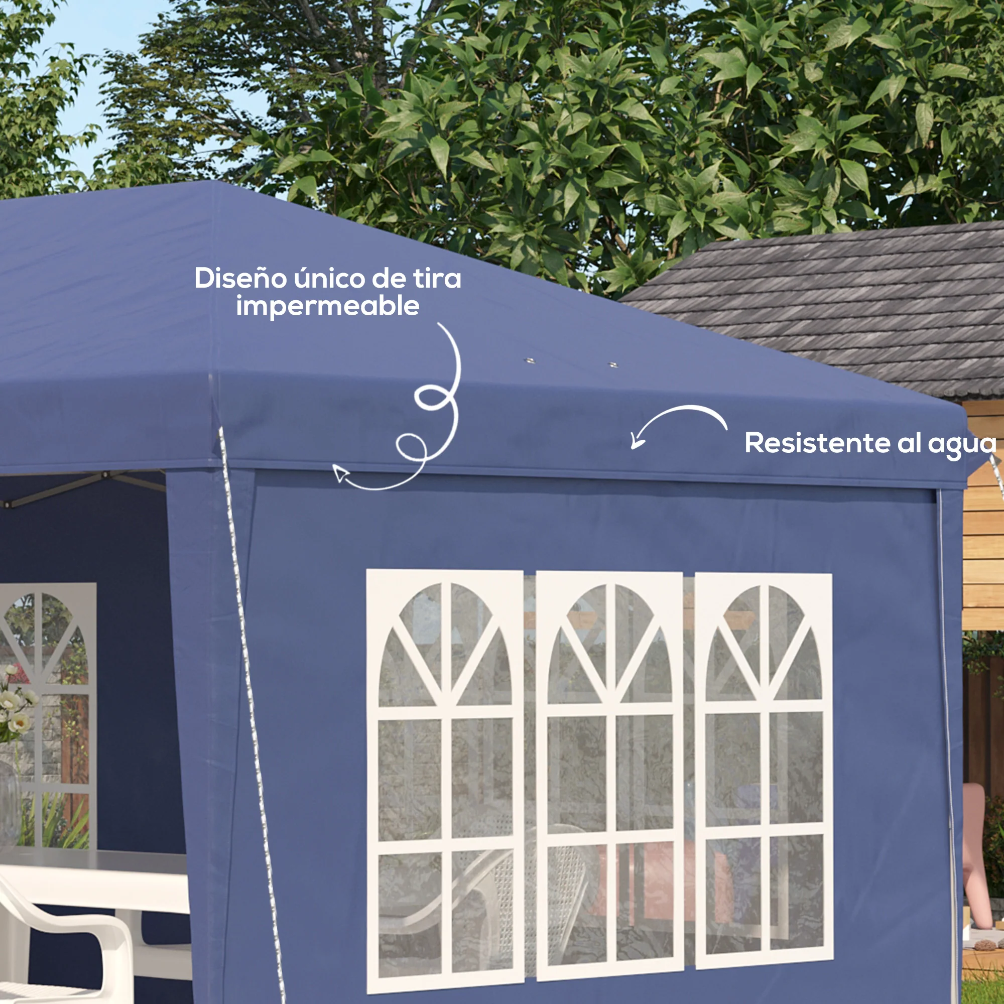 Outsunny Conjunto De 1 Carpa Plegable 6x3 M Y 2 Paredes Laterales 3x2 M Azul - Image 6