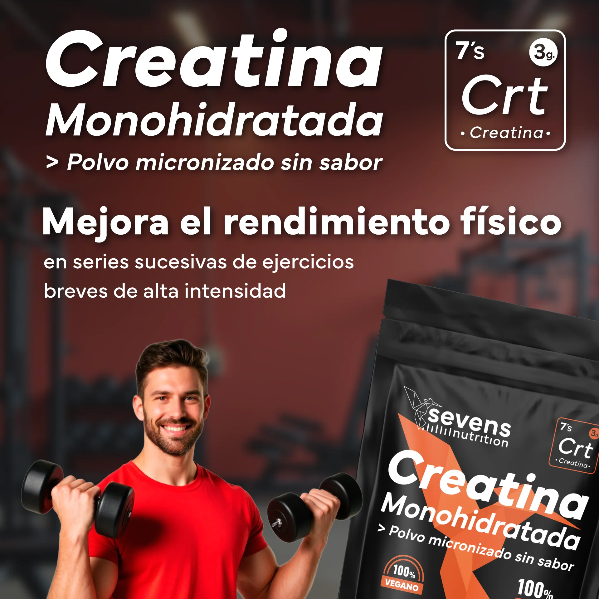 Pack 2x Creatina Monohidratada Sevens Nutrition. Más Fuerza, Energía Y Resistencia. - Image 2