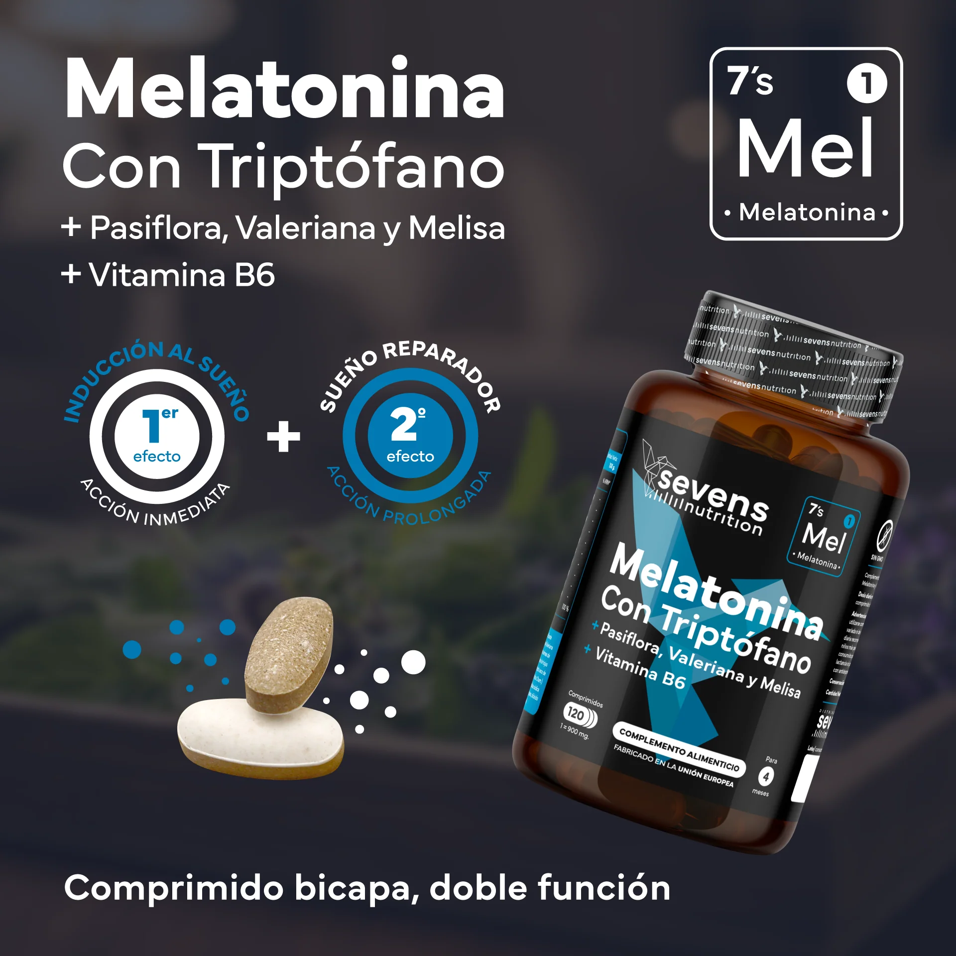 Pack 2x Melatonina Con Triptófano Sevens Nutrition. Mejora El Sueño. - Image 2