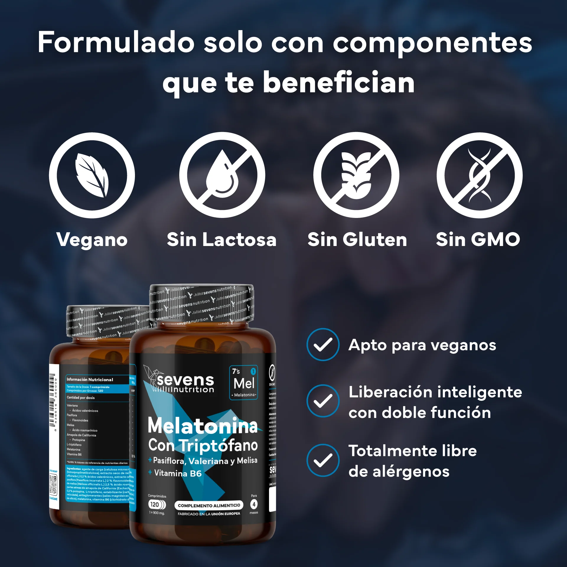 Pack 2x Melatonina Con Triptófano Sevens Nutrition. Mejora El Sueño. - Image 4