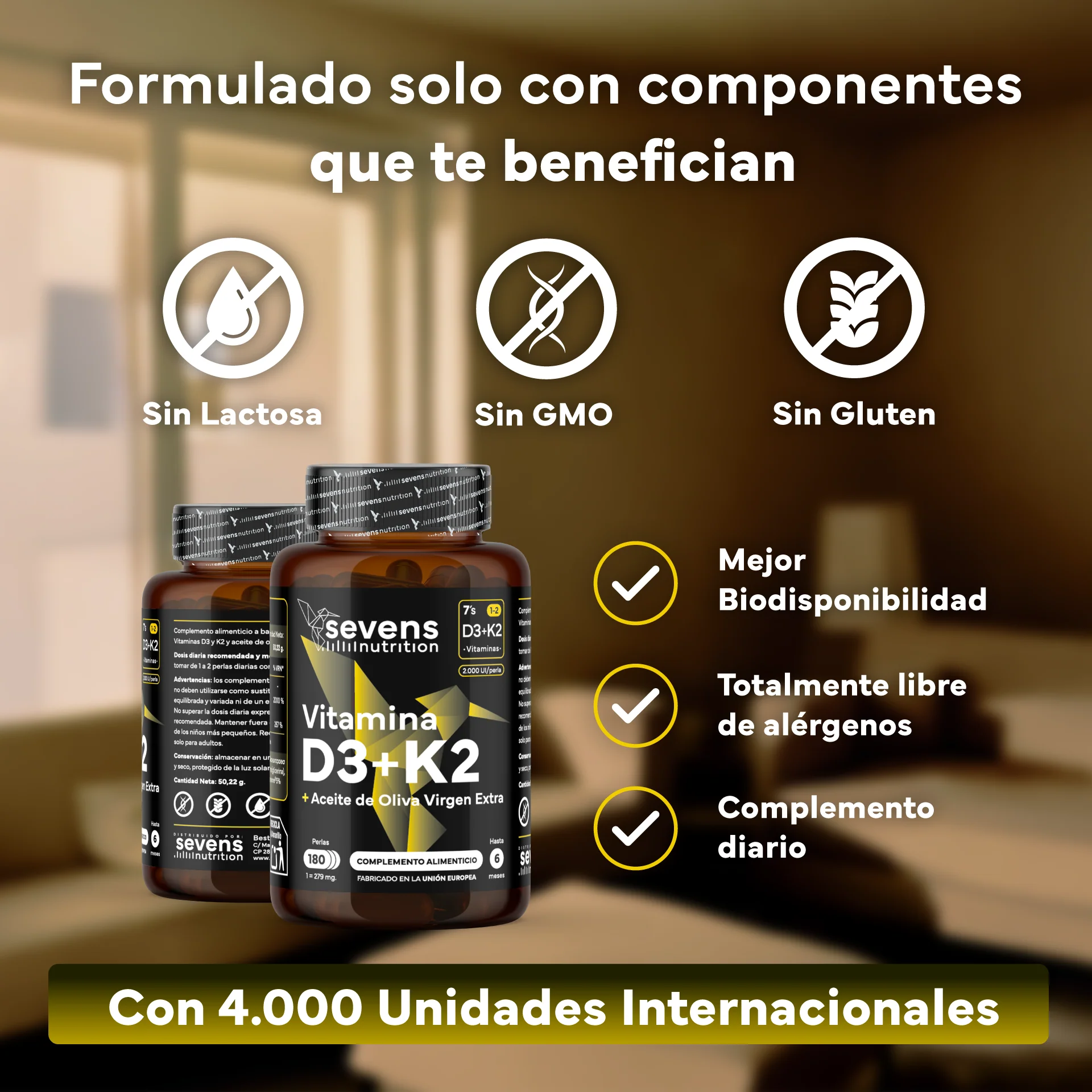 Pack 2x Vitamina D3 + K2 Sevens Nutrition. Saúde Óssea. - Image 4