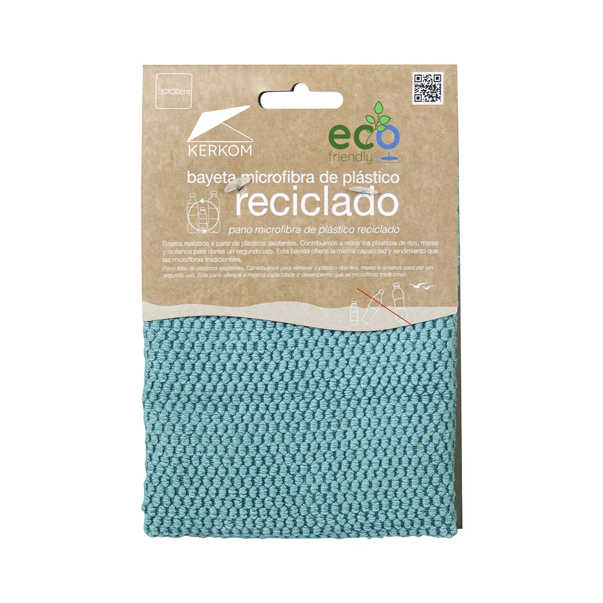 Pack 5x Bayetas PET reciclado microfibra 30 x 30 cm Eco Friendly Kerkom - Image 2