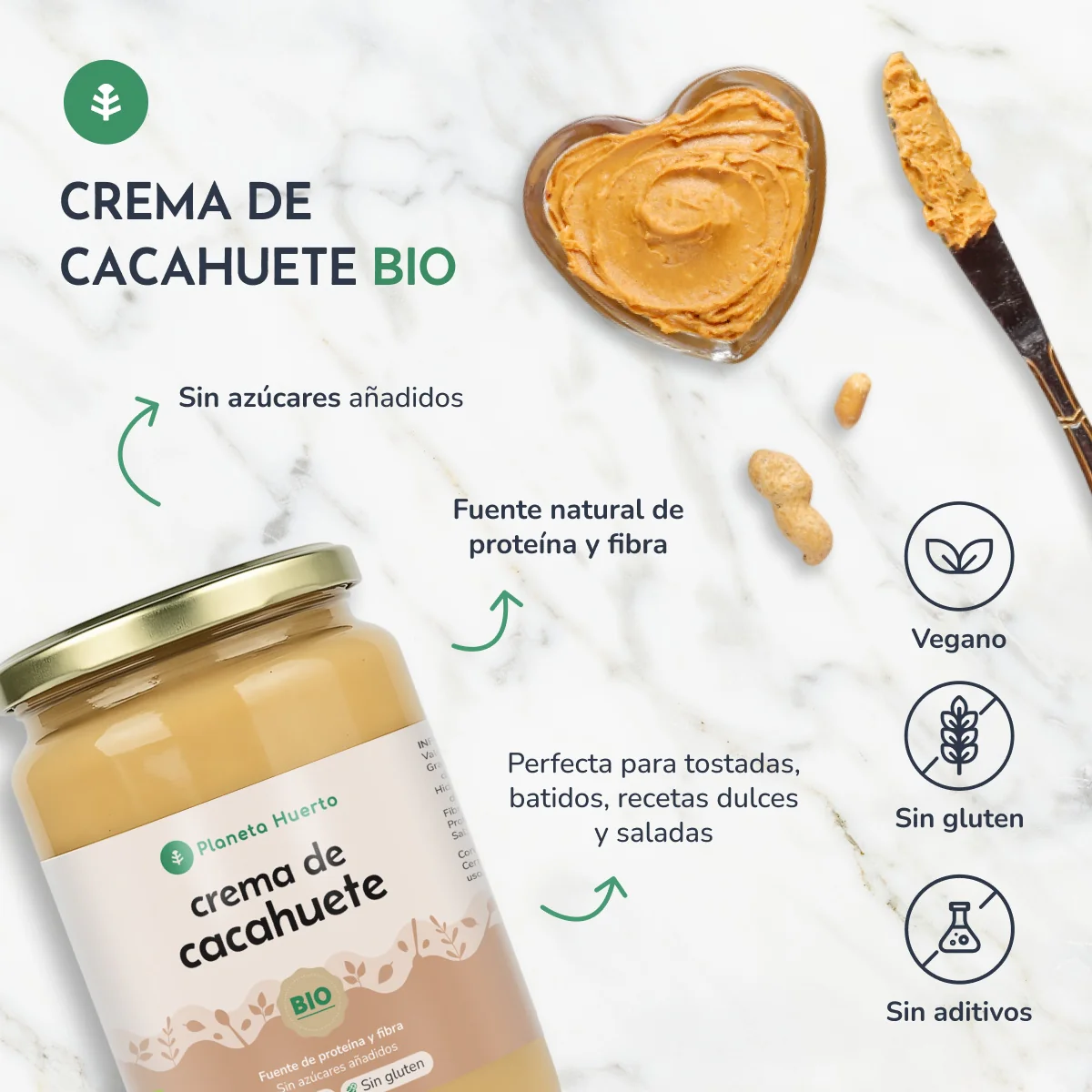 Pack 9x Crema de Cacahuetes ECO Planeta Huerto 350g - Image 5