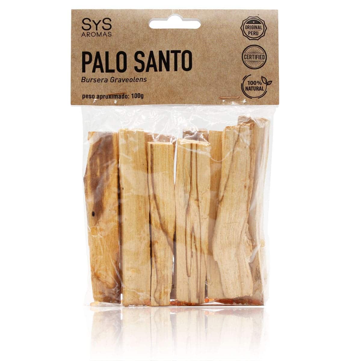 Palo Santo Natural 100g SyYS Aromas | Madera Aromática | Purificación Ambiental | Aroma Duradero