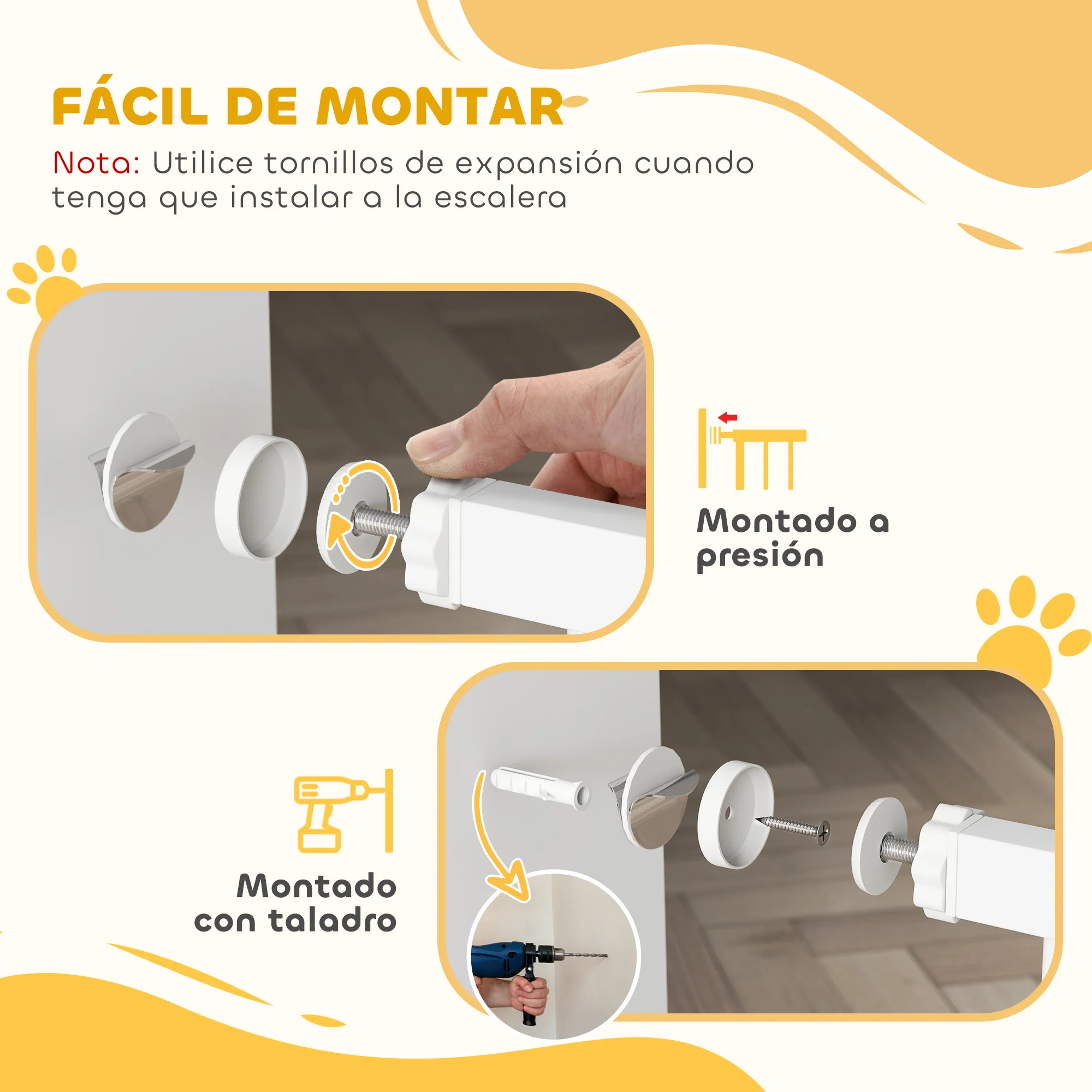 Pawhut Barrera Para Perros Con Ancho Ajustable 75-95 Cm Blanco - Image 6