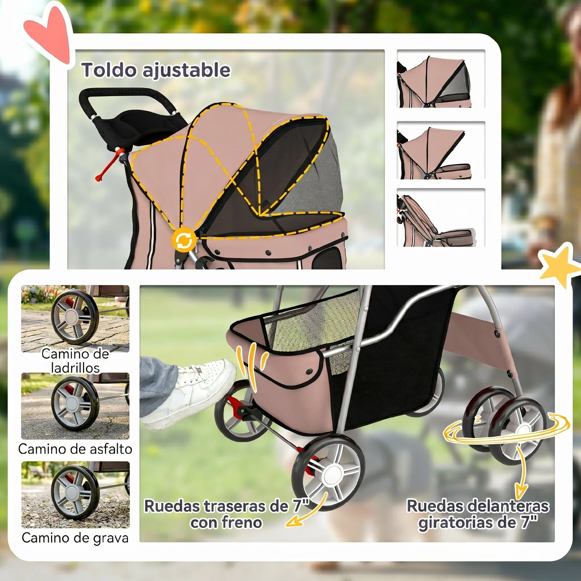 Pawhut Carrito Para Perros Plegable - Image 6