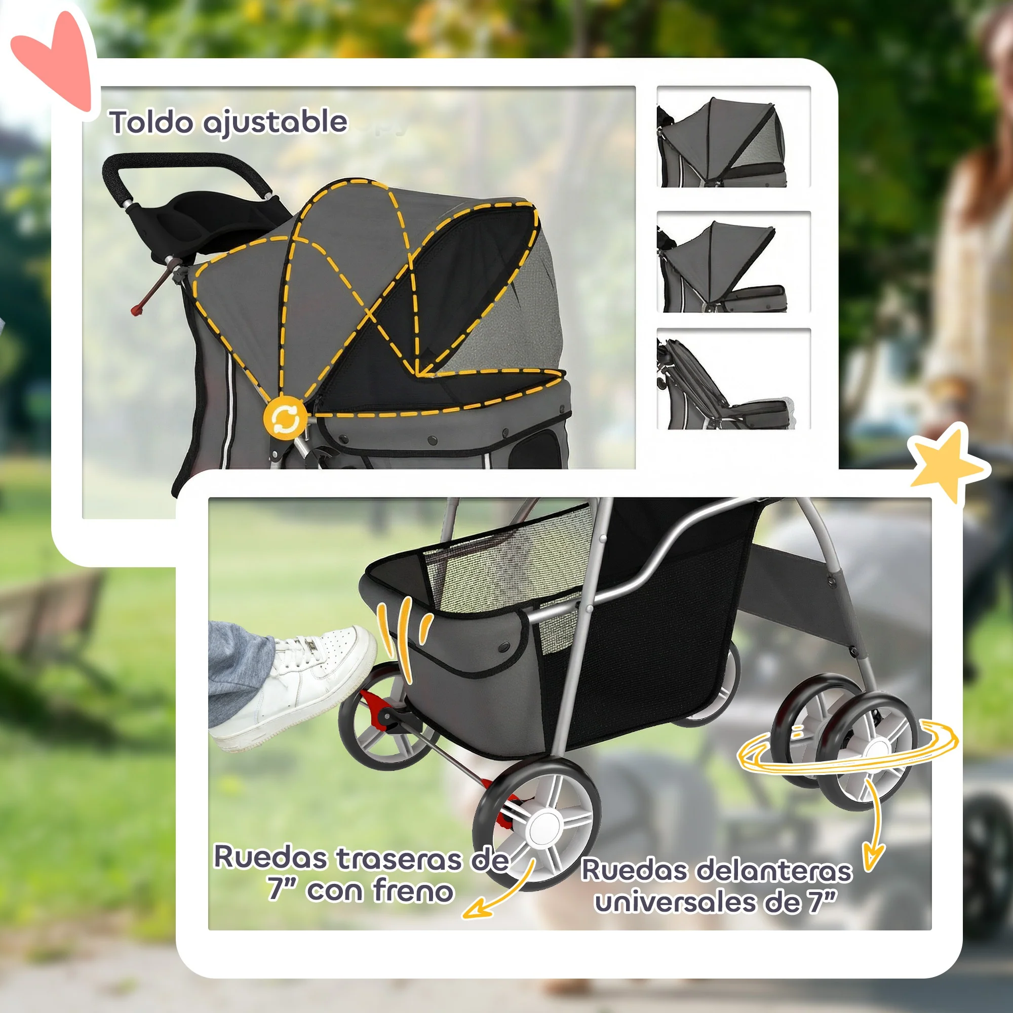 Pawhut Carrito Para Perros Plegable - Image 6
