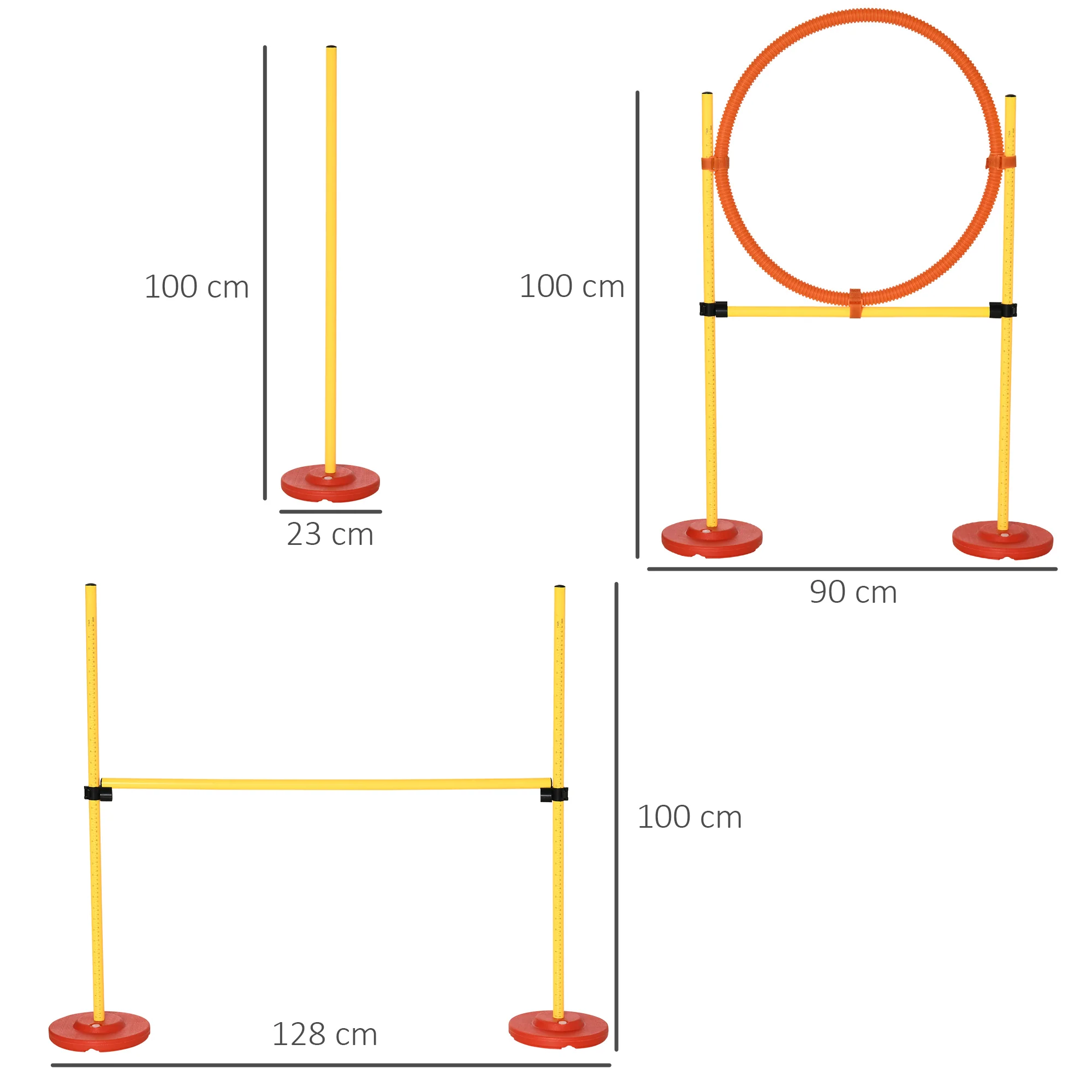 Pawhut Equipo De Entrenamiento De Agilidad Para Perros De 3 Piezas Amarillo - Image 3