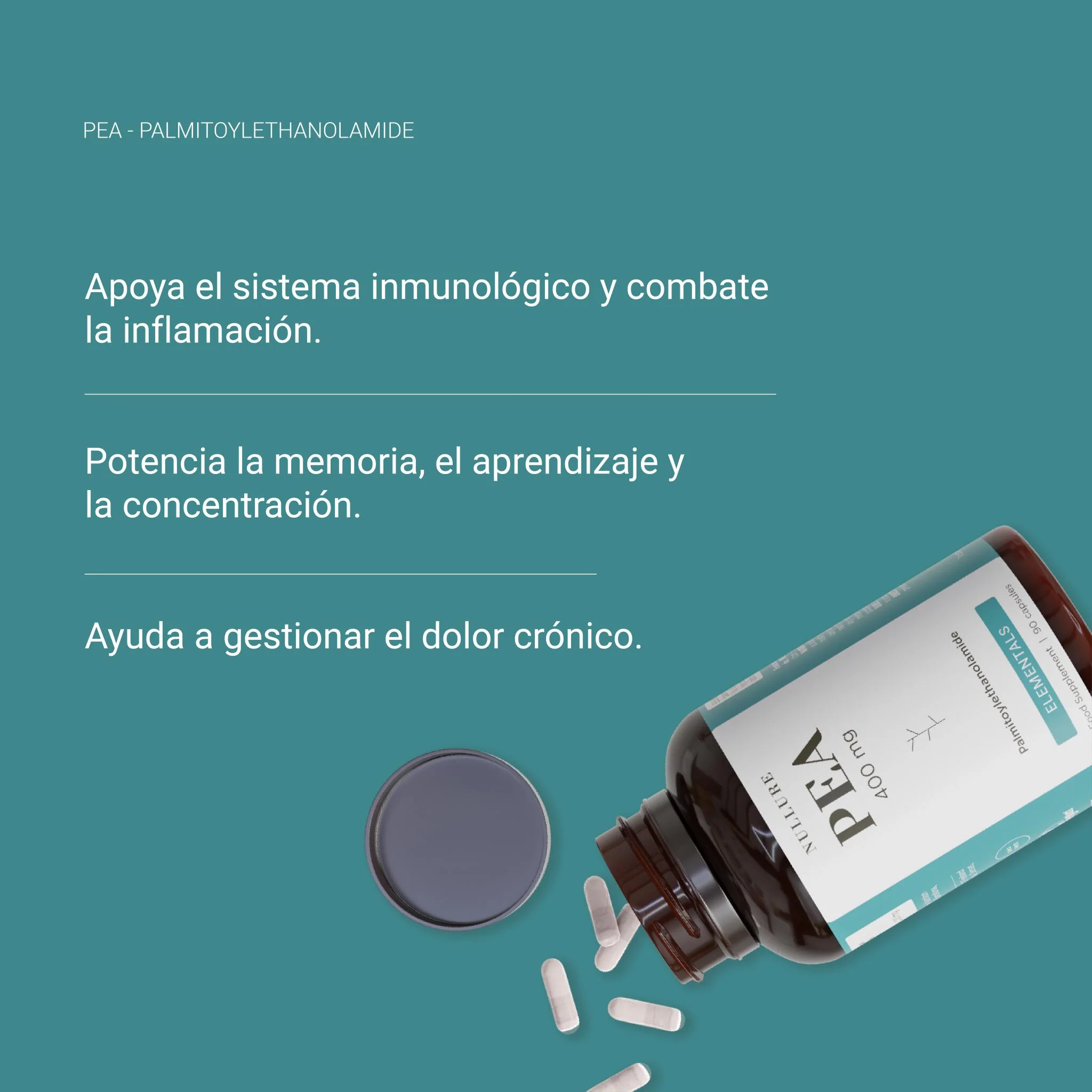 Pea palmitoiletanolamida 400mg – antiinflamatorio natural, dolor crónico y apoyo nervioso (90 cápsulas) - Image 2