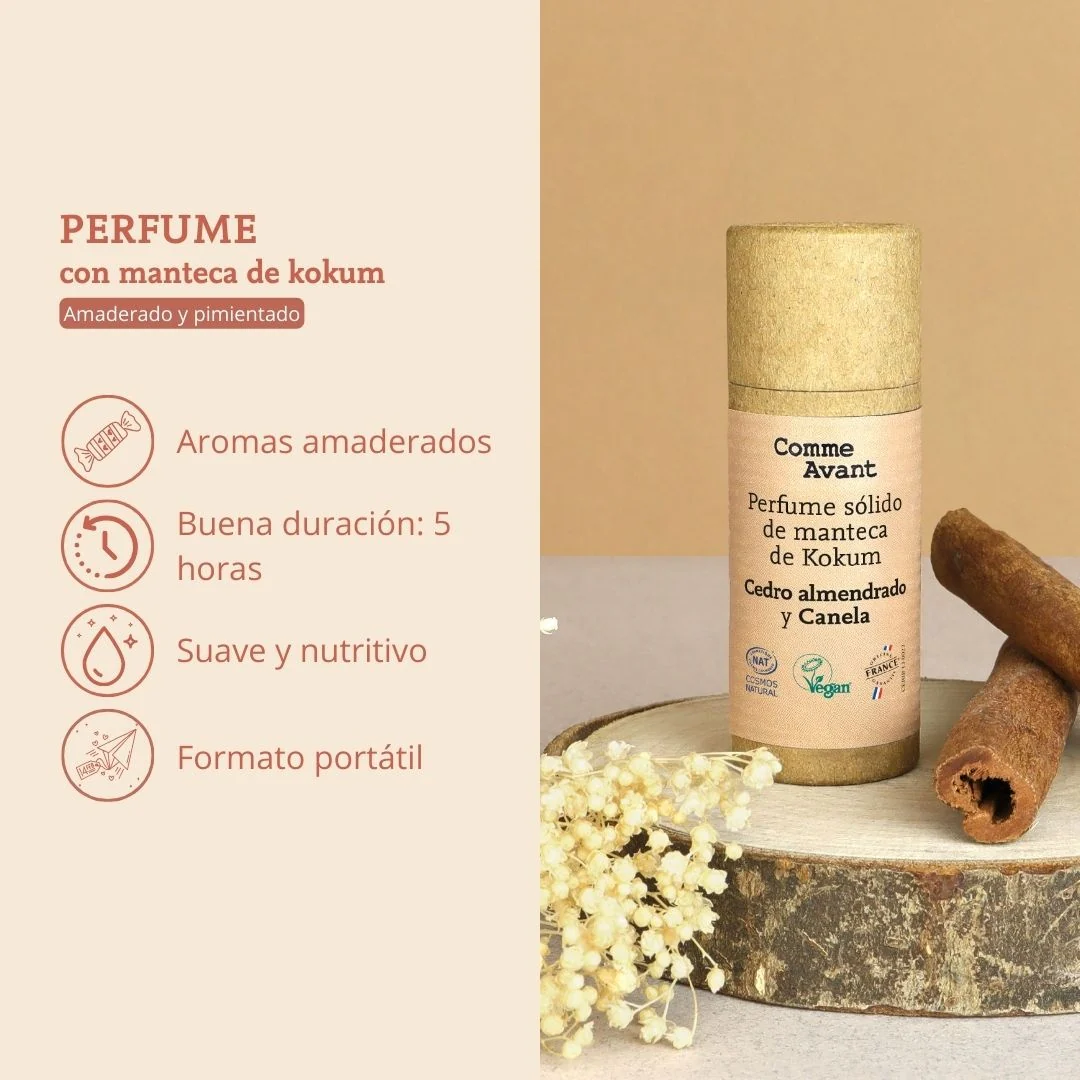 Perfume sólido amaderado y especiado con manteca de kokum Tonka y Madera de sándalo Comme Avant 20 ml - Image 3