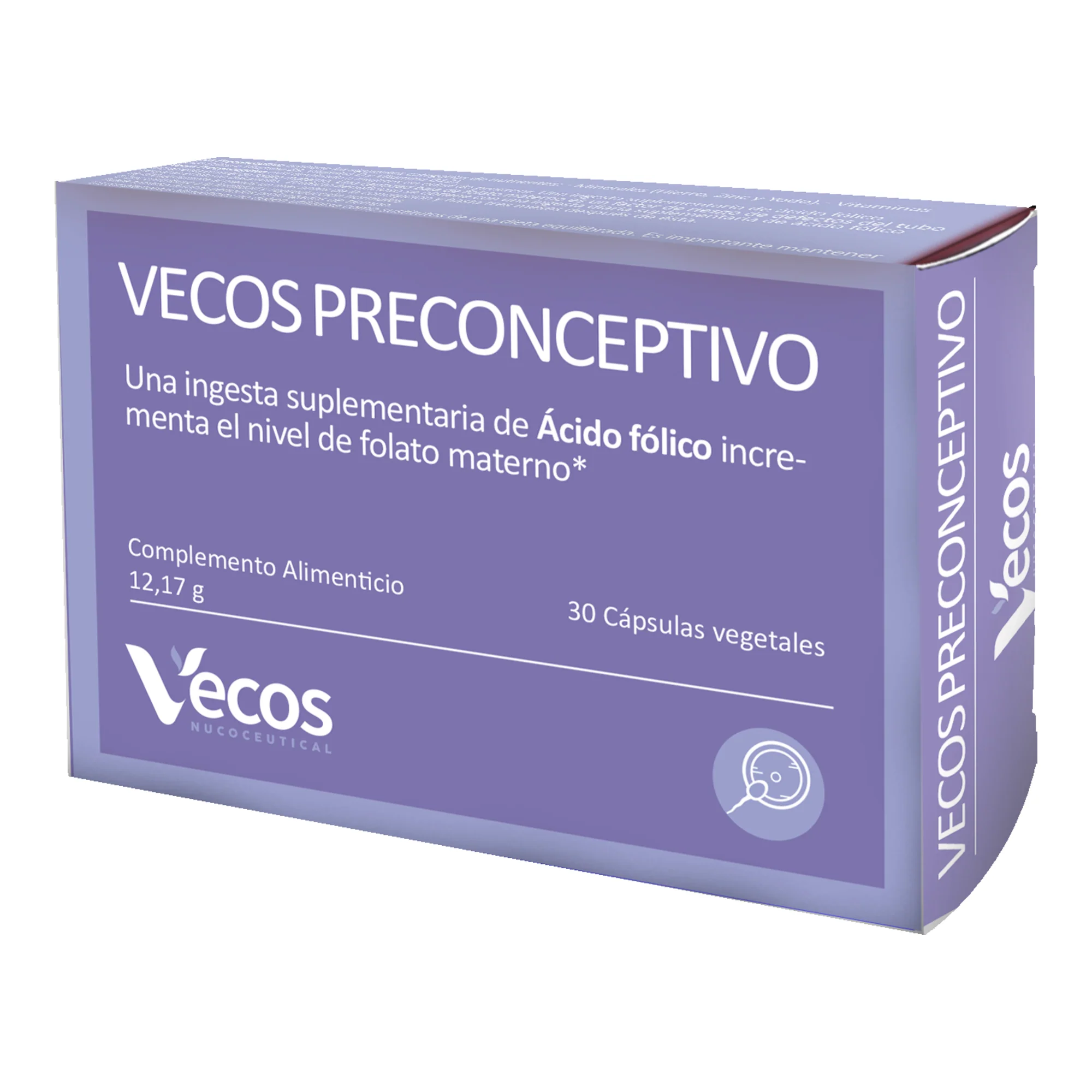 Preconceptivo Vecos 30 Cápsulas | Preparación Para El Embarazo | Ácido Fólico, Hierro Y Dha