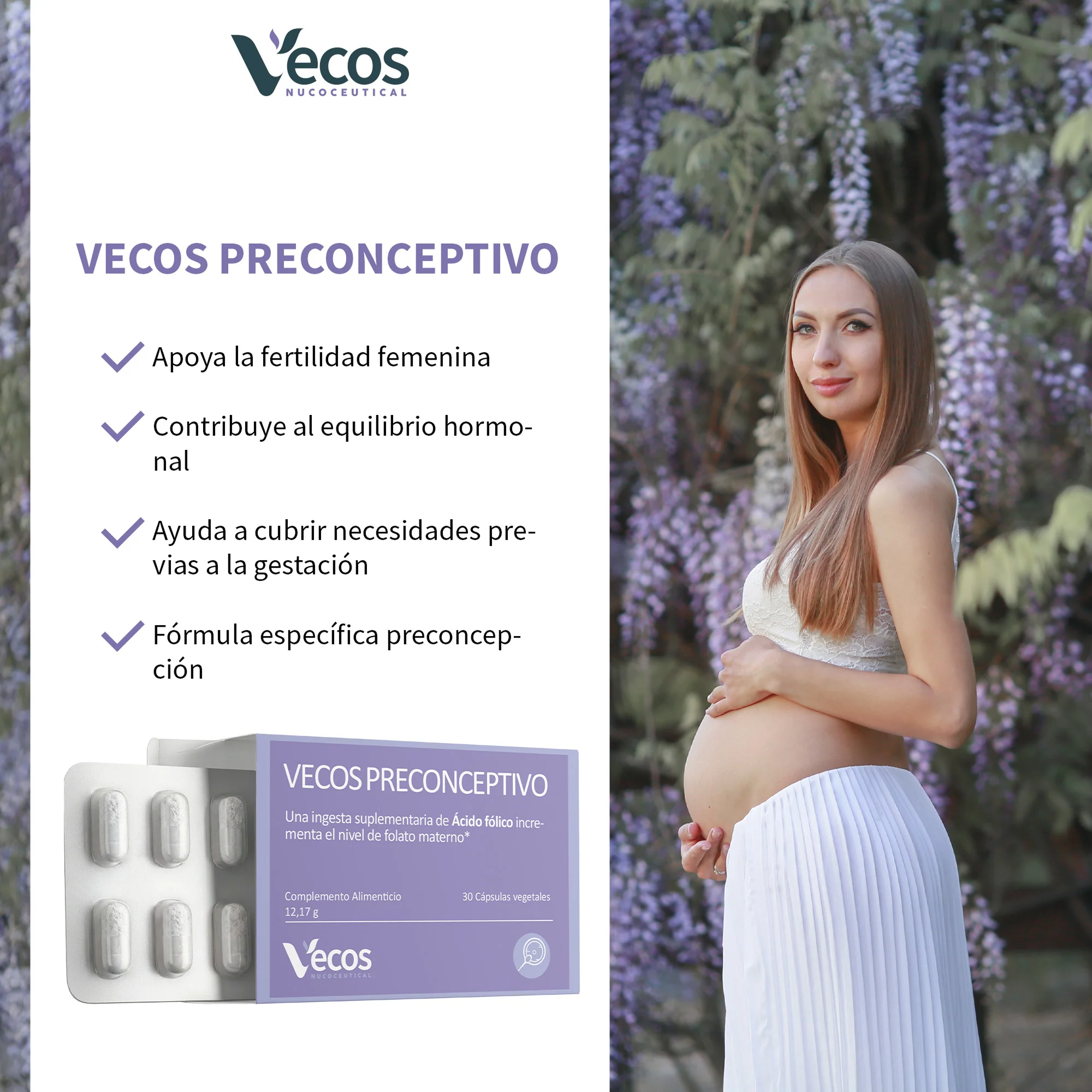 Preconceptivo Vecos 30 Cápsulas | Preparación Para El Embarazo | Ácido Fólico, Hierro Y Dha - Image 4