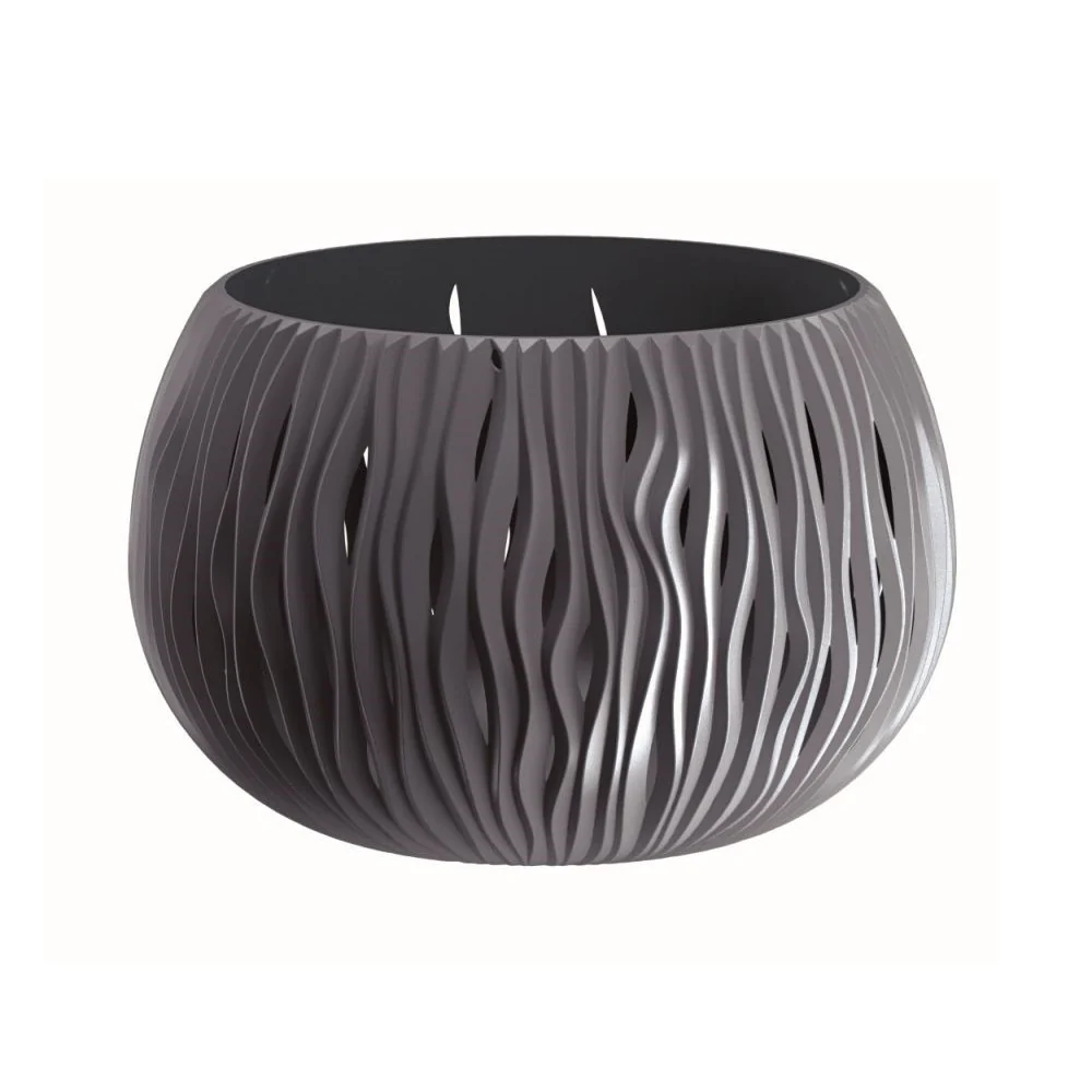 Prosperplast Bowl Sandy De Plástico Con Depósito En Color Antracita, 21,8 (alto) X 37 (ancho) X 37 (profundo) Cms