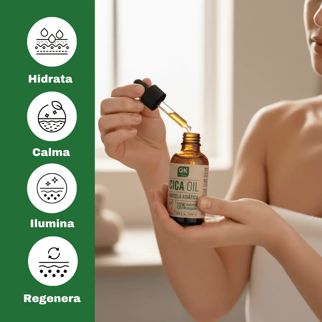 QKnatur - Aceite De Centella Asiática - Reparador Natural Para La Piel. Elasticidad Y Luminosidad Rostro Y Cuerpo | 50ml - Image 3