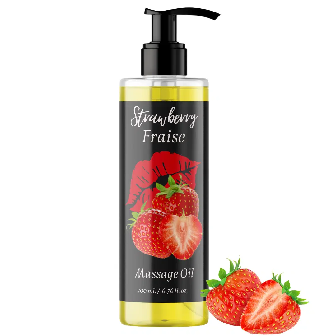 QKnatur - Aceite De Masaje Con Fragancia Fresa - 200 Ml - Para Masajes Corporales Relajantes - Hidratación Y Nutrición