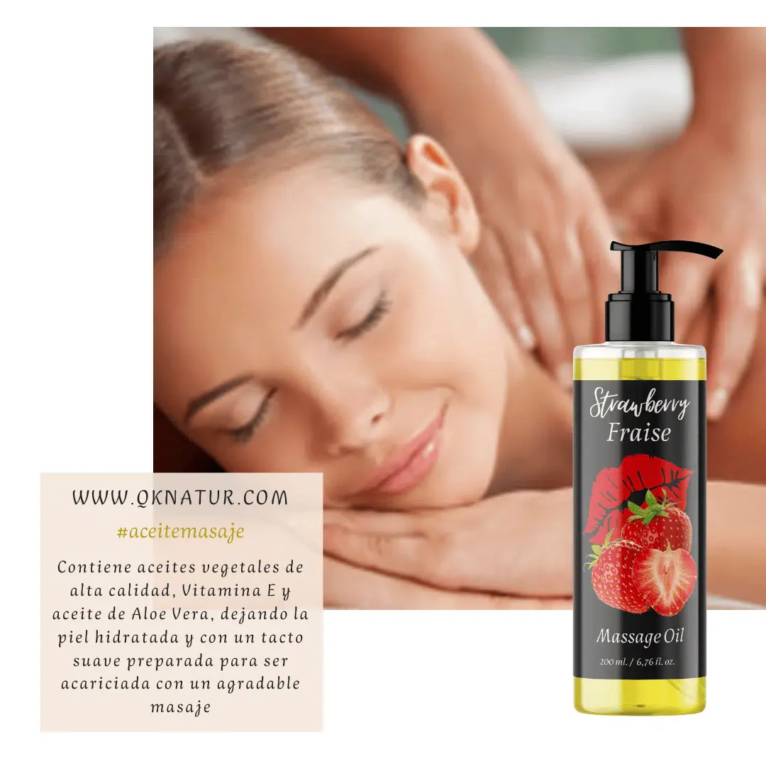 QKnatur - Aceite De Masaje Con Fragancia Fresa - 200 Ml - Para Masajes Corporales Relajantes - Hidratación Y Nutrición - Image 2