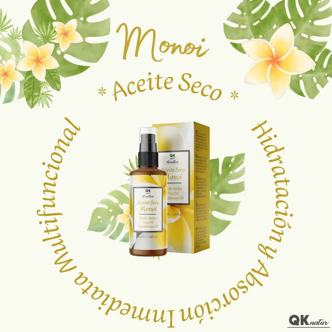 QKnatur - Aceite Seco Monoi. Hidratación Y Nutrición Para La Piel Y El Pelo. Con Una Rápida Absorción - 100 Ml. - Image 2