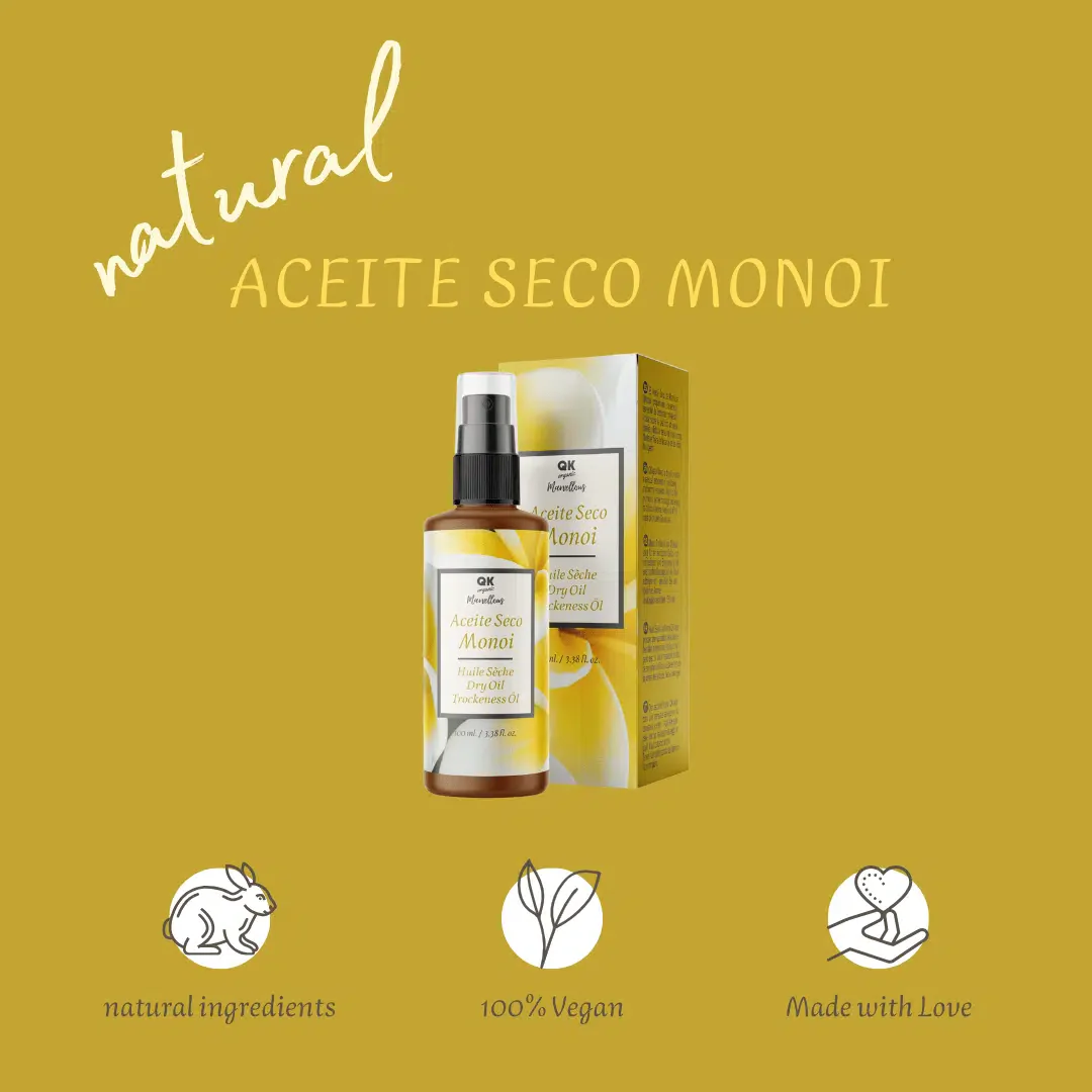 QKnatur - Aceite Seco Monoi. Hidratación Y Nutrición Para La Piel Y El Pelo. Con Una Rápida Absorción - 100 Ml. - Image 3