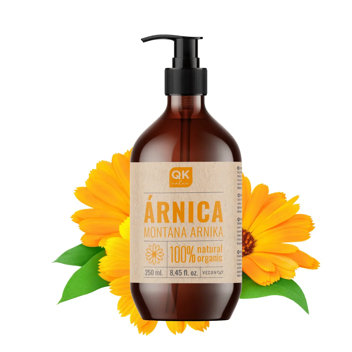 Qknatur Arnica - Aceite Macerado De Árnica Montana 100% Puro - Bio - Orgánico - Vegetal - 250 Ml