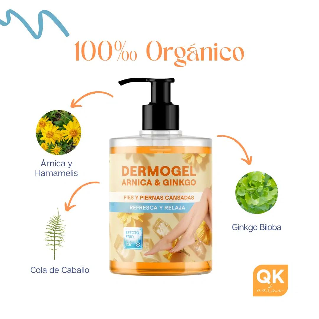 QKnatur - Gel Árnica & Ginkgo Efecto Frío 500ml - Alivio Y Frescor Para Piernas Y Pies Cansados - Relajante E Hidratante - Image 5