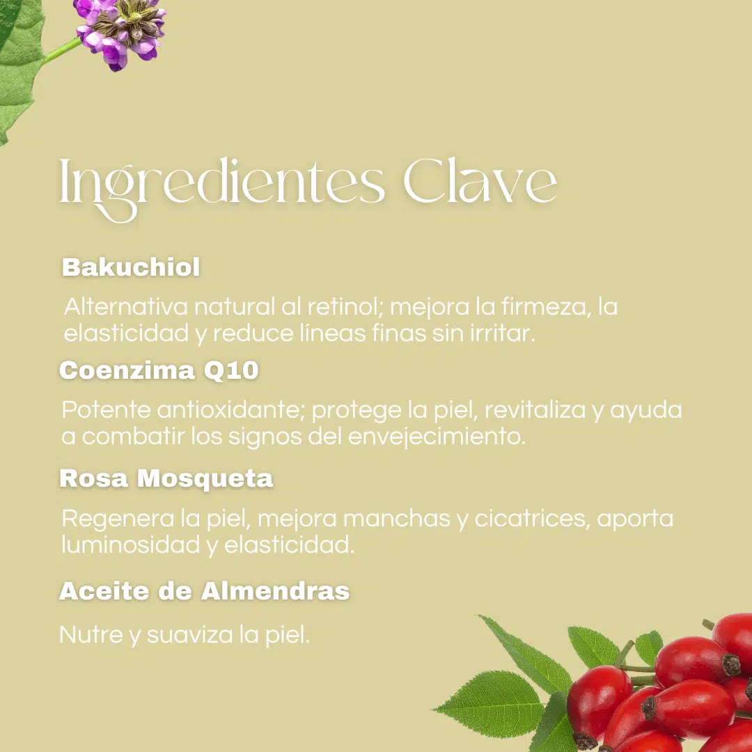 QKnatur - Sérum Facial Baku Radiance - Con Bakuchiol, Q10 Y Rosa Mosqueta - Mejora Elasticidad. Sin Perfume - 30 Ml. - Image 6
