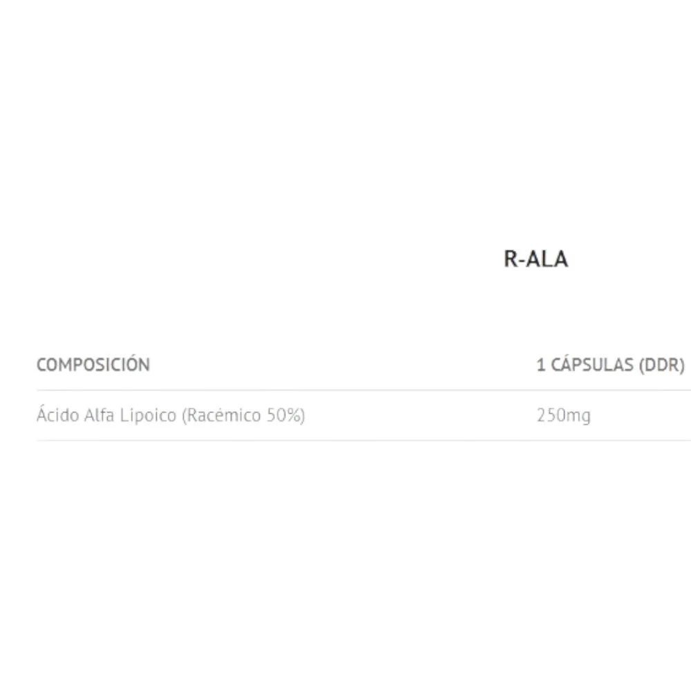 R-ala 50% Racemic 60 Caps - Image 2