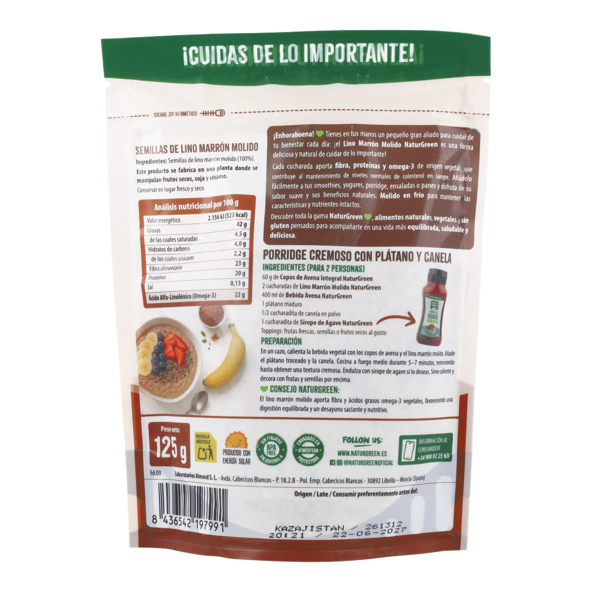 Semillas de Lino Marrón Molido NaturGreen 125 g - Image 2
