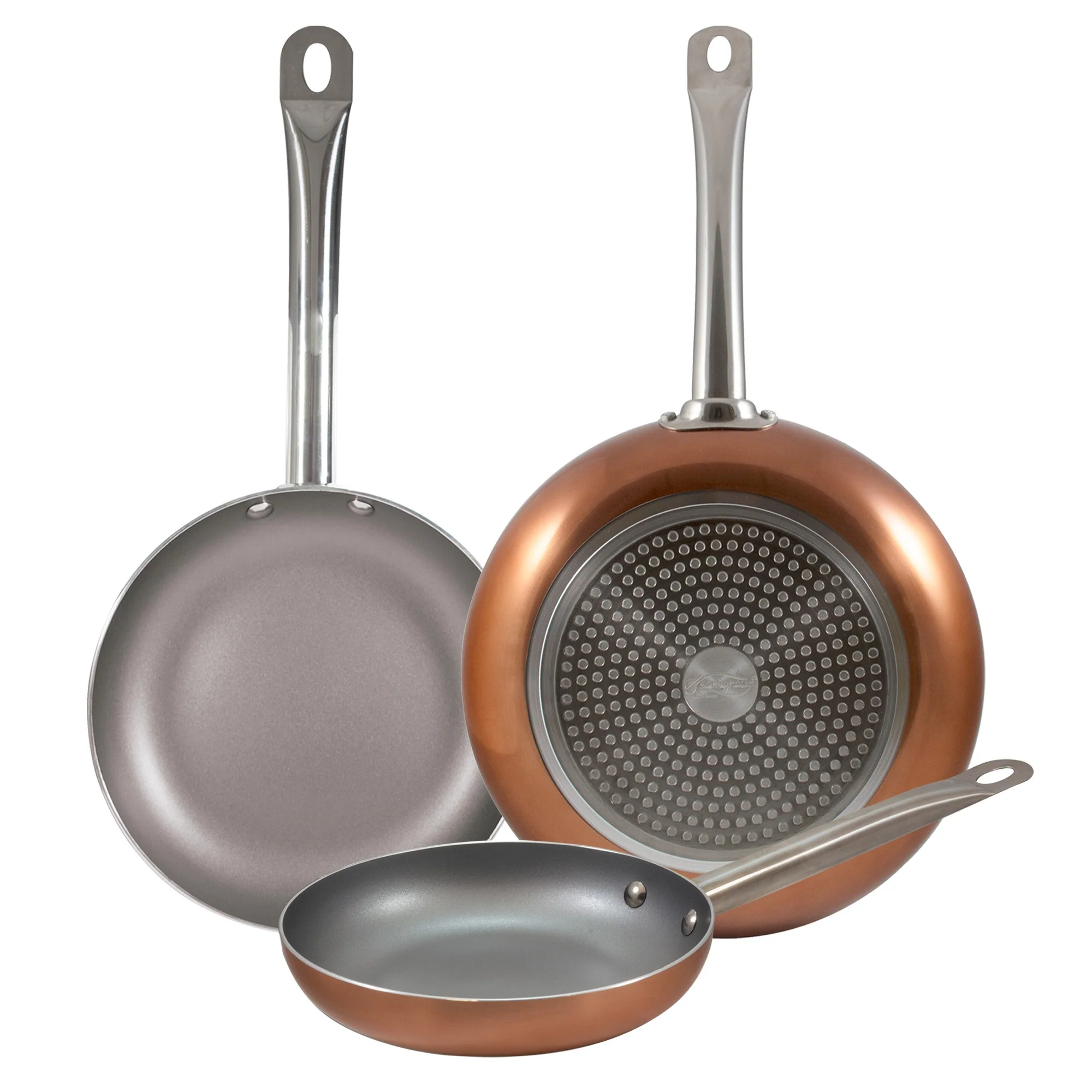 Set 3pc Sarten (18,22,26cm) aluminio Prensado, Aptas Para Inducción, Optimum Plus