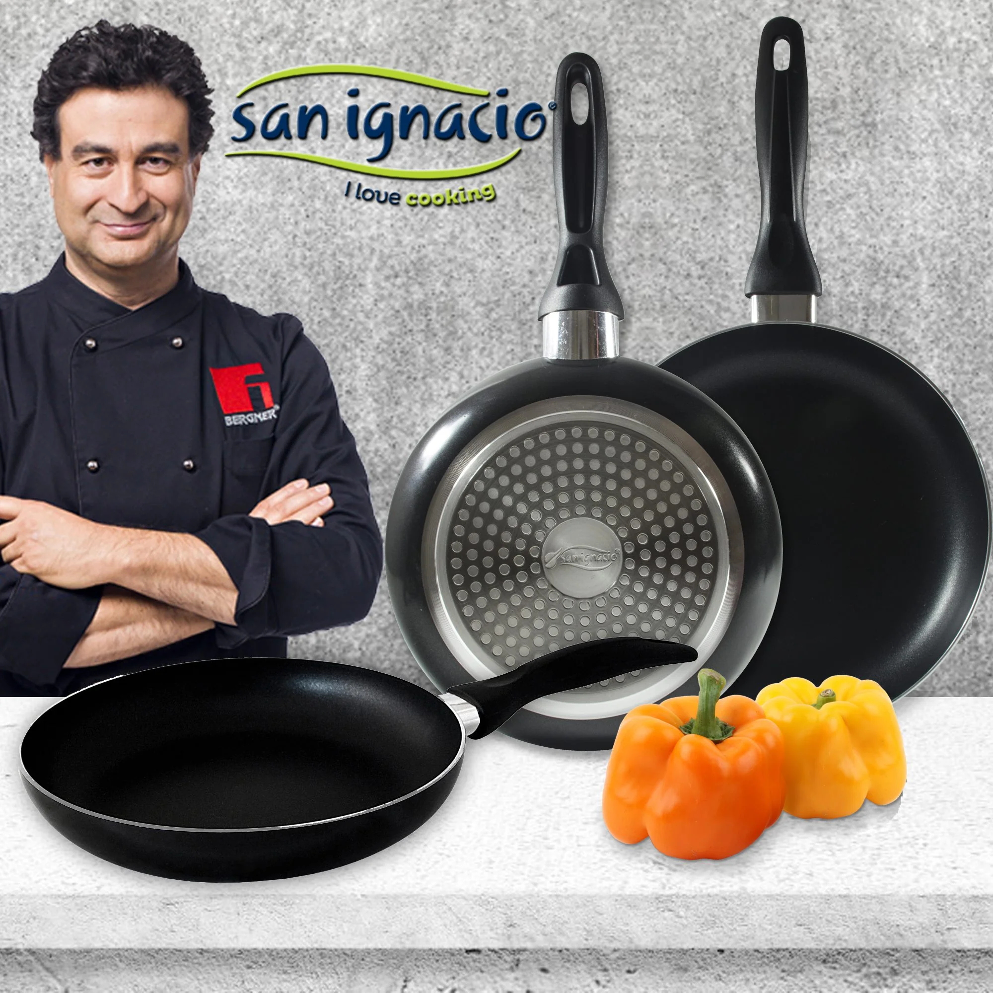 Set 3pc Sartenes (16,20,24cm) Aluminio Prensado Alu, Apto Para Inducción Navy Black - Image 3