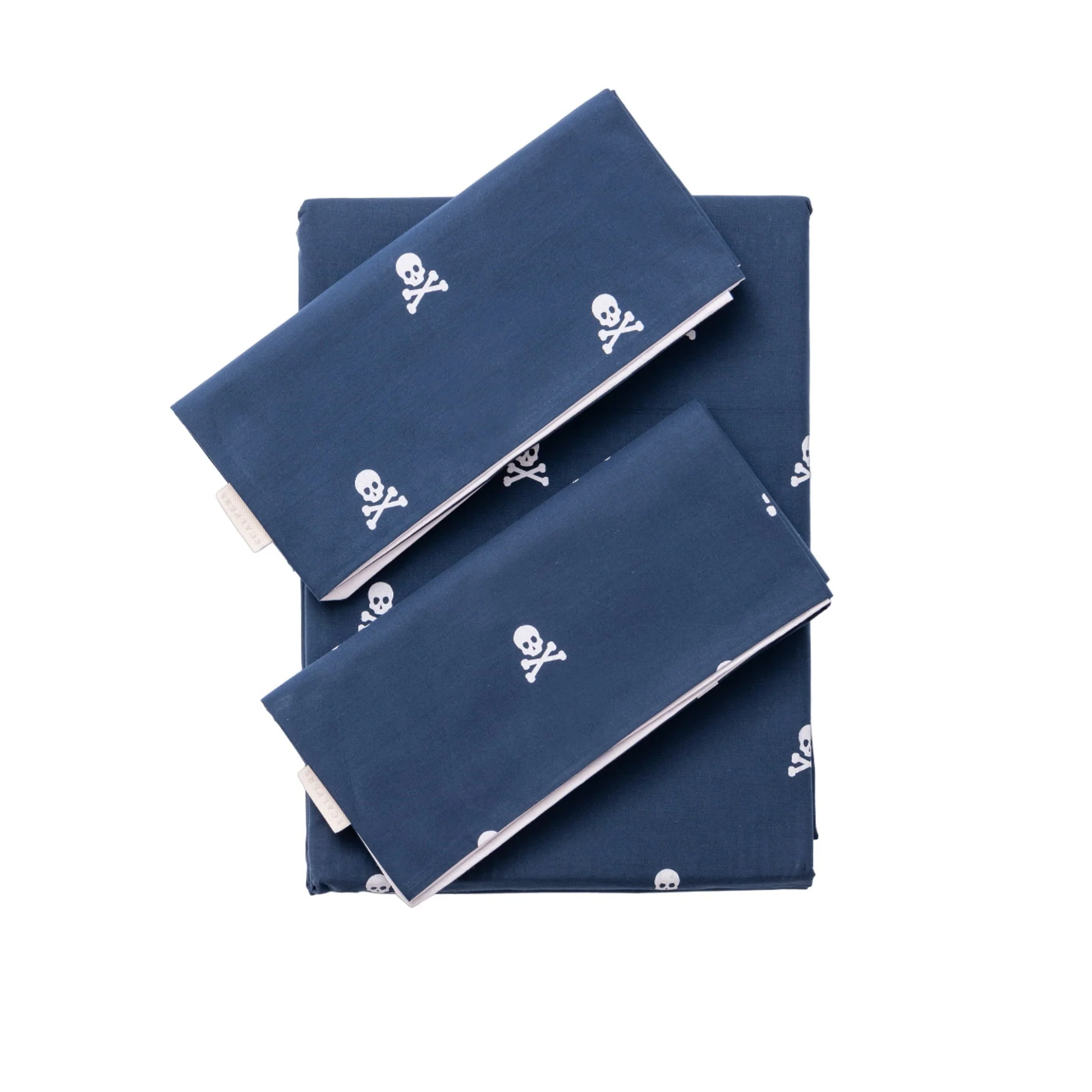 Set Cama (funda Nórdica 260x240cm + 2 Fundas Almohada 50x105cm) 100% Algodón Navy Calaveras Scalpers Home